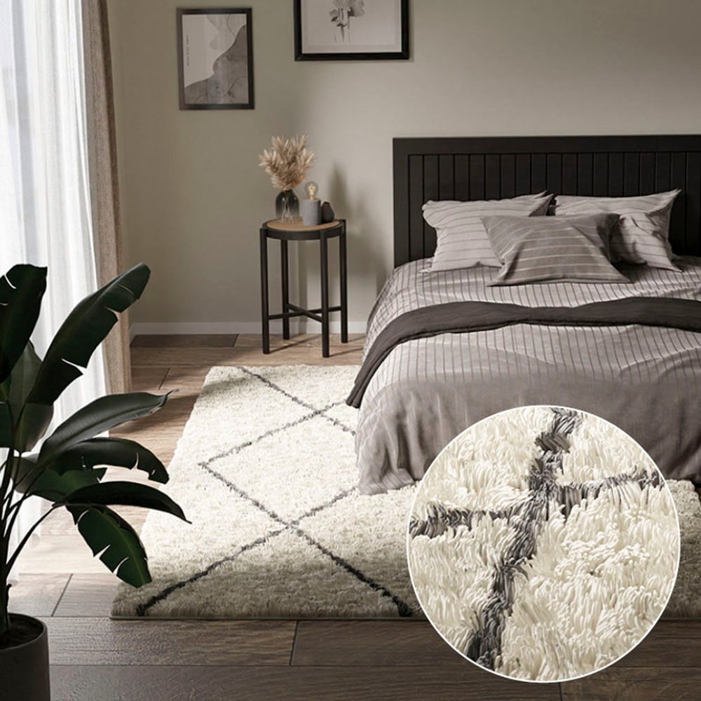 Myflair Möbel & Accessoires Hochflor-Teppich »My Shaggy Raute«, rechteckig, 37 mm Höhe, Shaggy, Scandi Rauten Design, leicht glänzend, extra flauschig