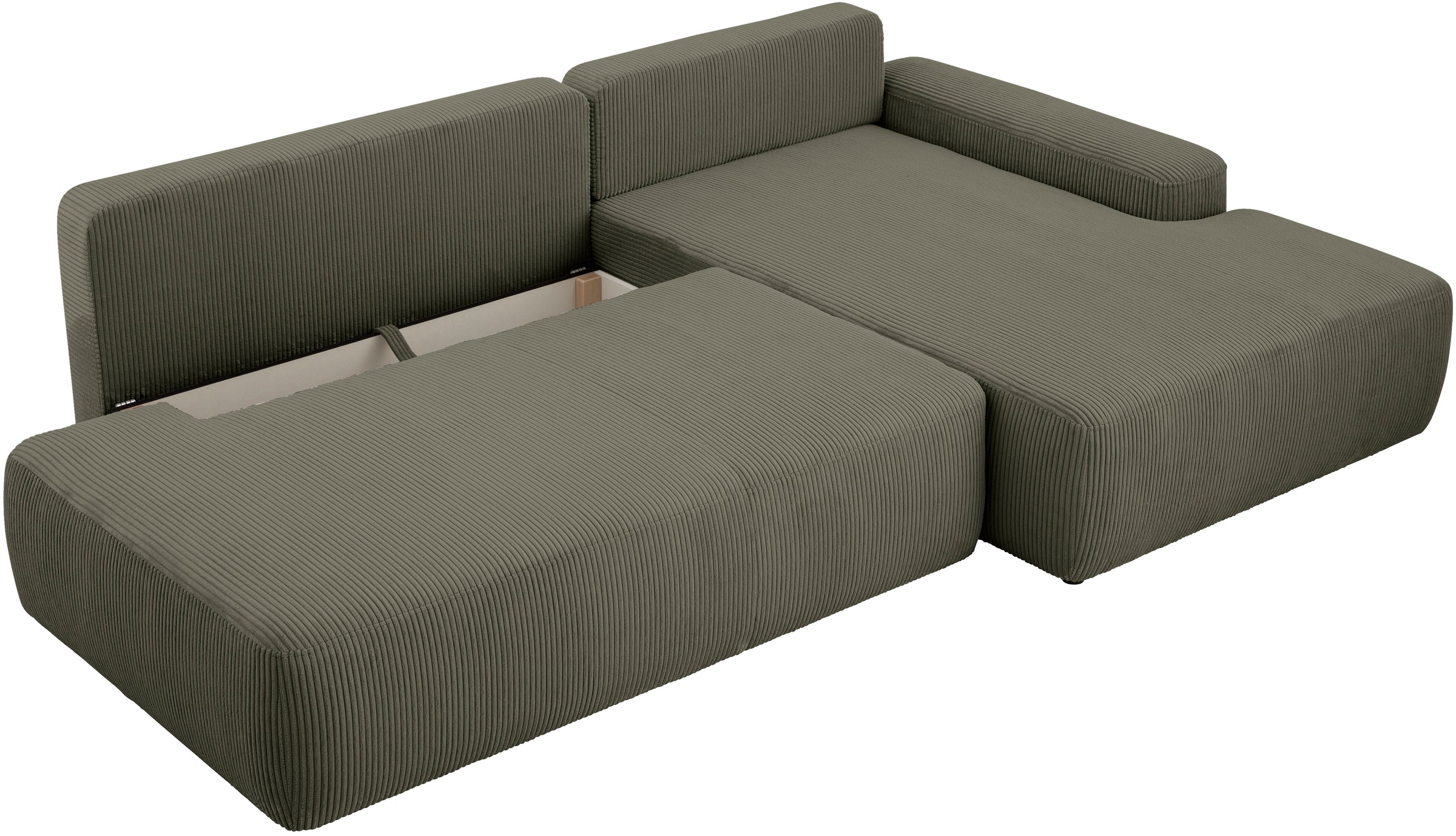 INOSIGN Ecksofa »TORGE, Schlafsofa Cord, Samtvelours u. Strukur fein, Couch in L-Form«, Schlaffunktion und Bettkasten, Liegefläche: 210x125 cm, neues Design