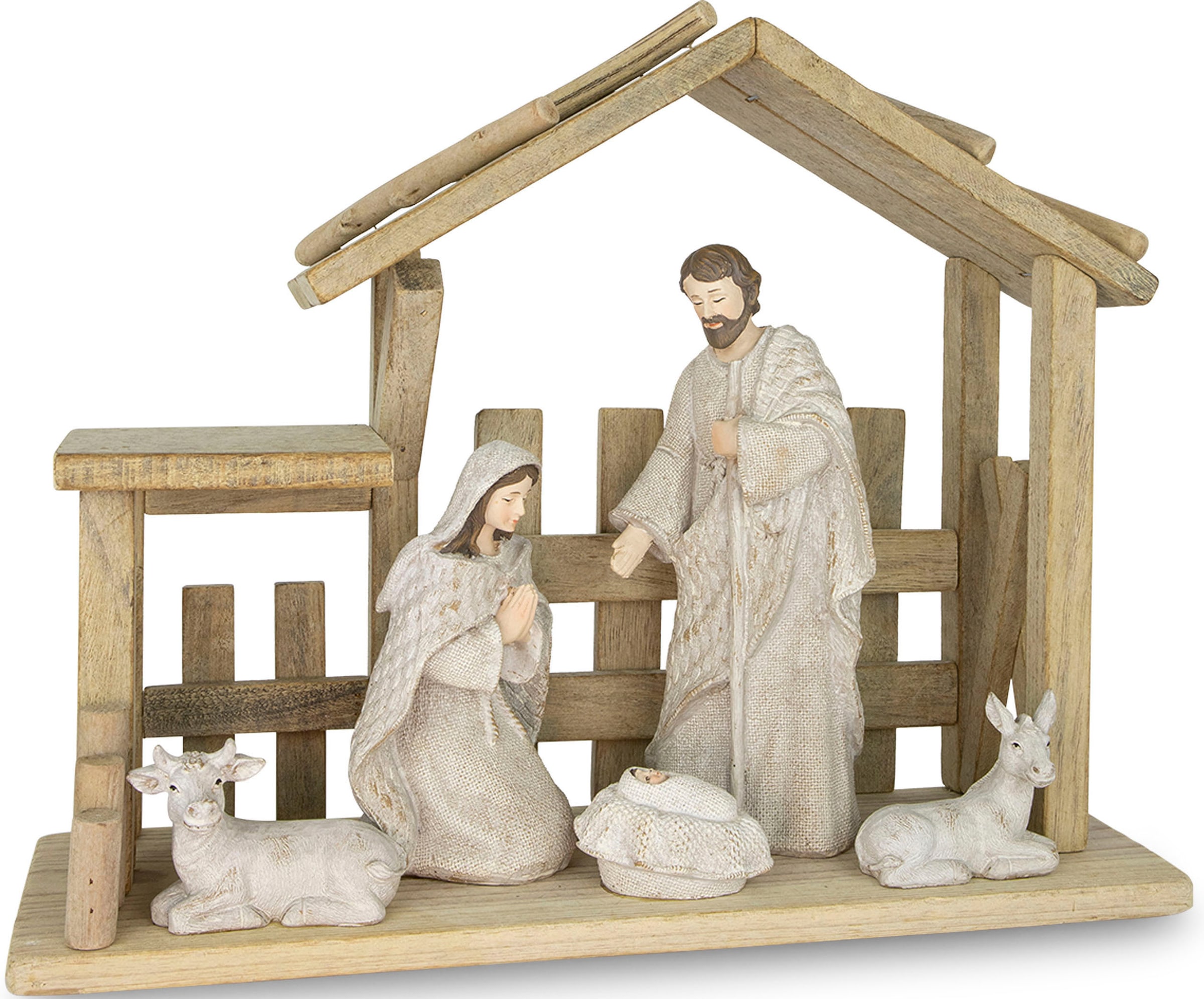 Weihnachtskrippe (Set, BAUR 24 cm & | Krippenfiguren, Hl. Krippe Familie«, »Weihnachtsdeko tlg.), WEINBERGER ca. 6 Höhe mit inklusive RIFFELMACHER