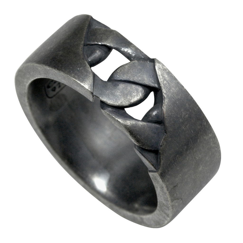 CAÏ Fingerring »925/- Sterling Silber matt oxidiert schwarz«