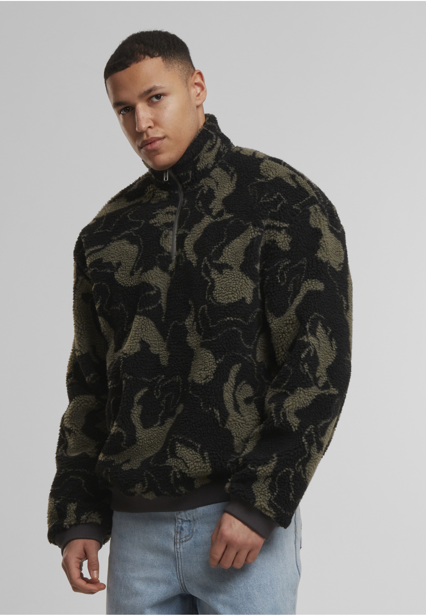 URBAN CLASSICS Sweater »Urban Classics Oversized Pattern Teddy Troyer«, 1 Stk.
