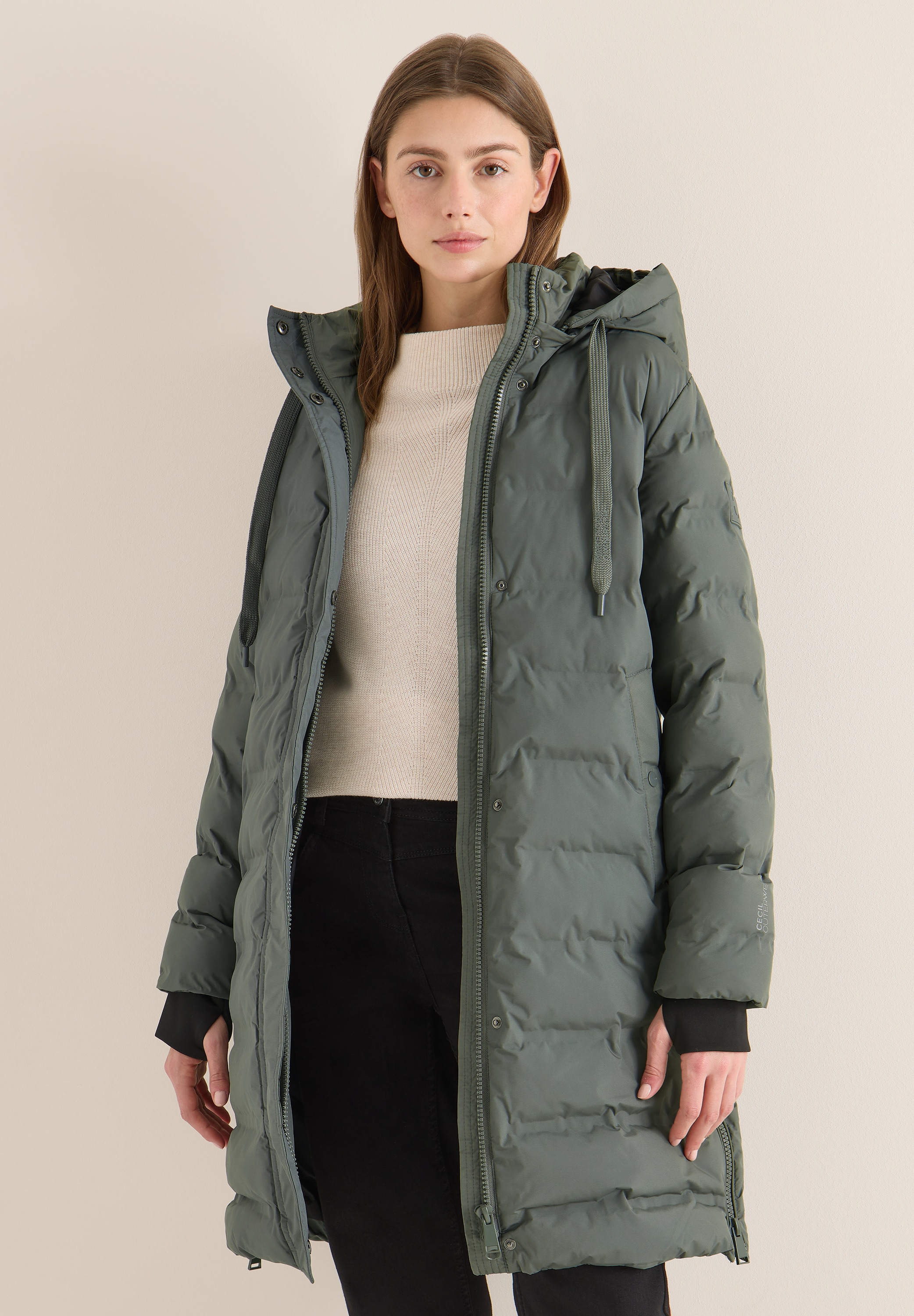 Cecil Steppmantel mit Kapuze mit Tunnelzugband günstig online kaufen