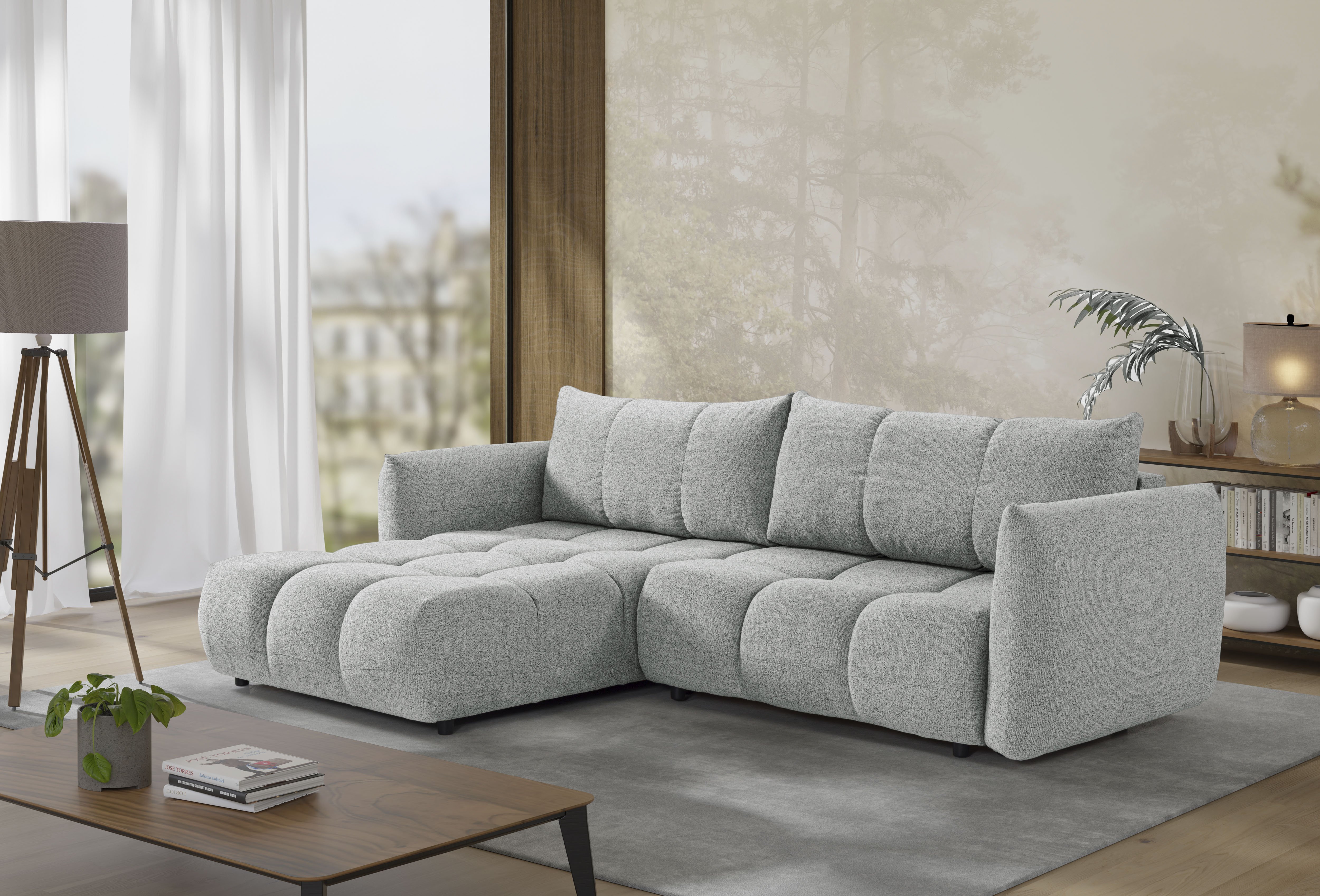 exxpo - sofa fashion Ecksofa "Livonia, B/T: 260/187, modern & praktisch für kleine Räume" Mit Bettfunktion & Bettkasten,hoher Sitzkomfort,inkl. Steppung, L-Form