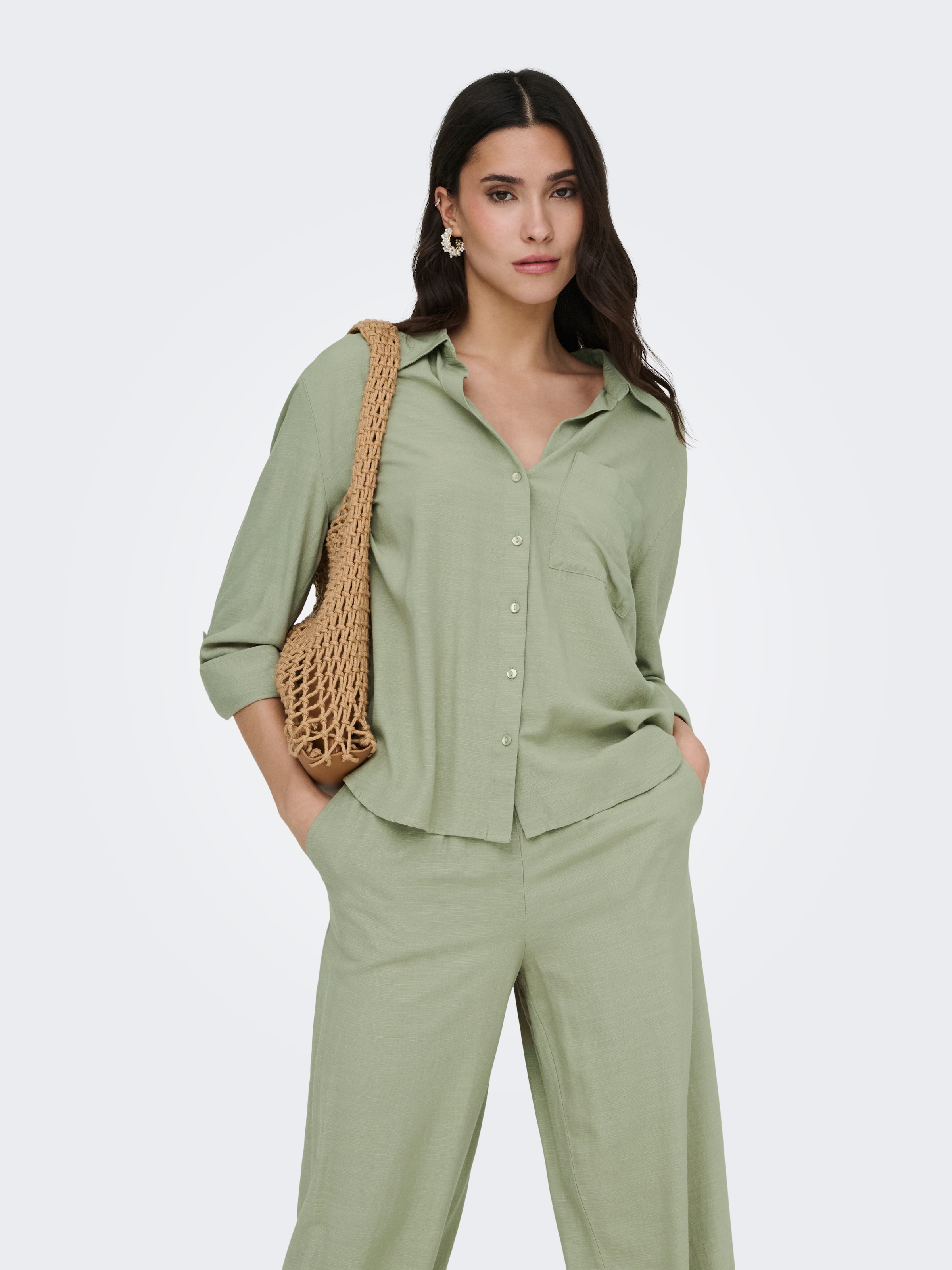 JDY "JDYCAYA LINEN LOOSE L/S SHIRT WVN DIA" mit Leinen