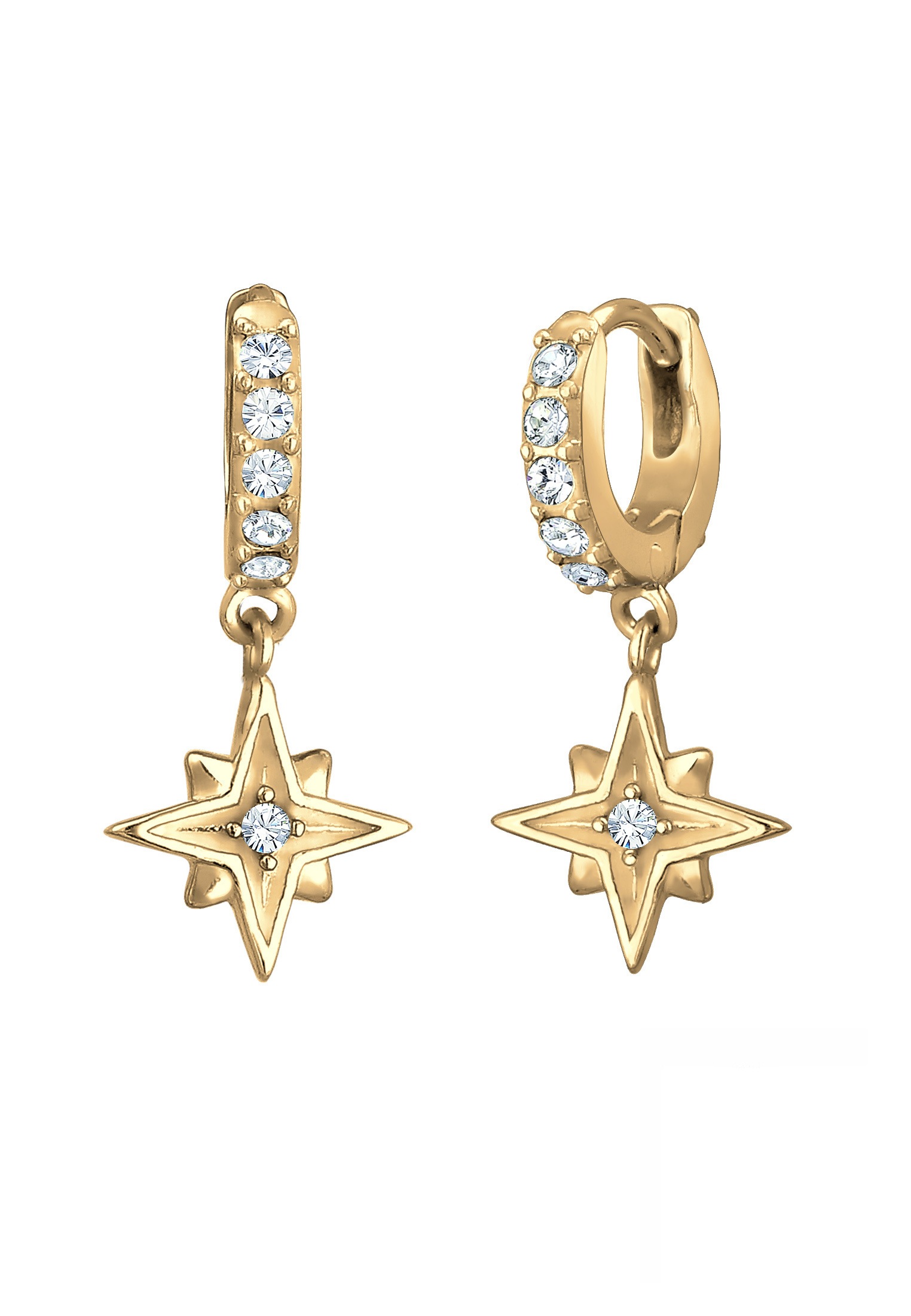 Elli Paar Creolen »Stern Weiß 925 Sterling Silber, mit Kristallen von Swarovski®«
