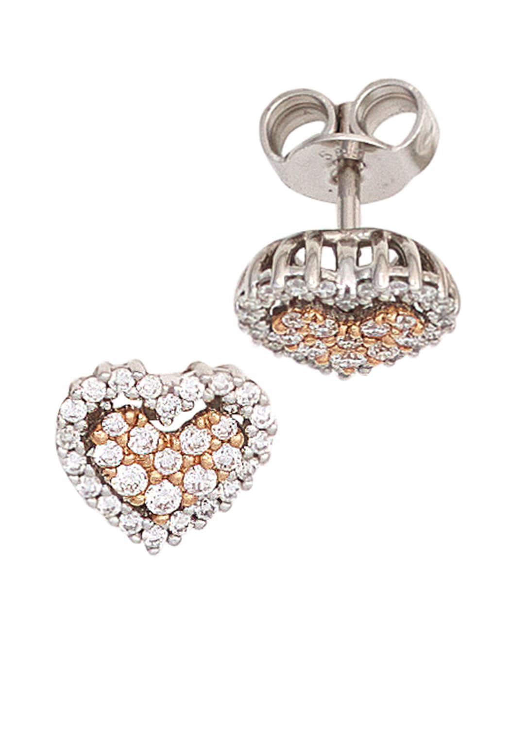 | 60 Diamanten«, BAUR 585 Weißgold JOBO Paar Ohrstecker kaufen mit Roségold »Herz-Ohrringe