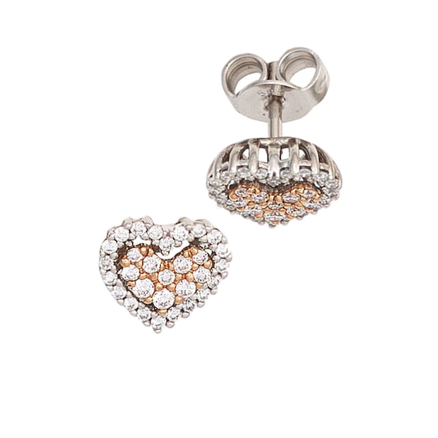 JOBO Paar Ohrstecker »Herz-Ohrringe mit 60 Diamanten«, 585 Weißgold  Roségold kaufen | BAUR