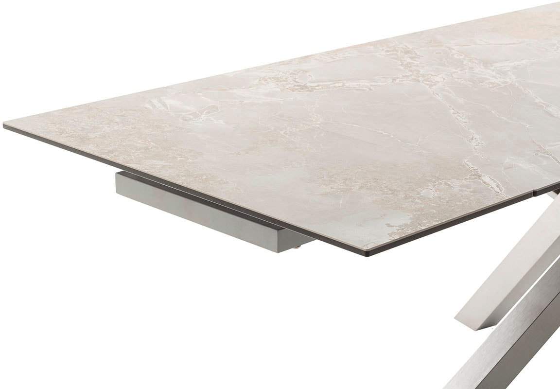 MCA furniture Esstisch »ALMIROS Auszugstisch 180-260 cm marmoriert«, (Einzelstück), Keramik,Edelstahl,Marmor-Optik,ausziehbar,belastbar 100kg,8-10 Pers.