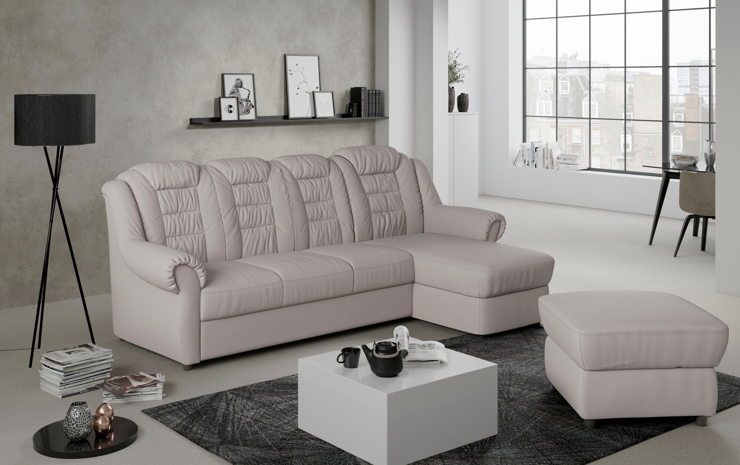 Home affaire Ecksofa »Boston L-Form«, Gemütliches Ecksofa mit hoher Rückenlehne in klassischem Design