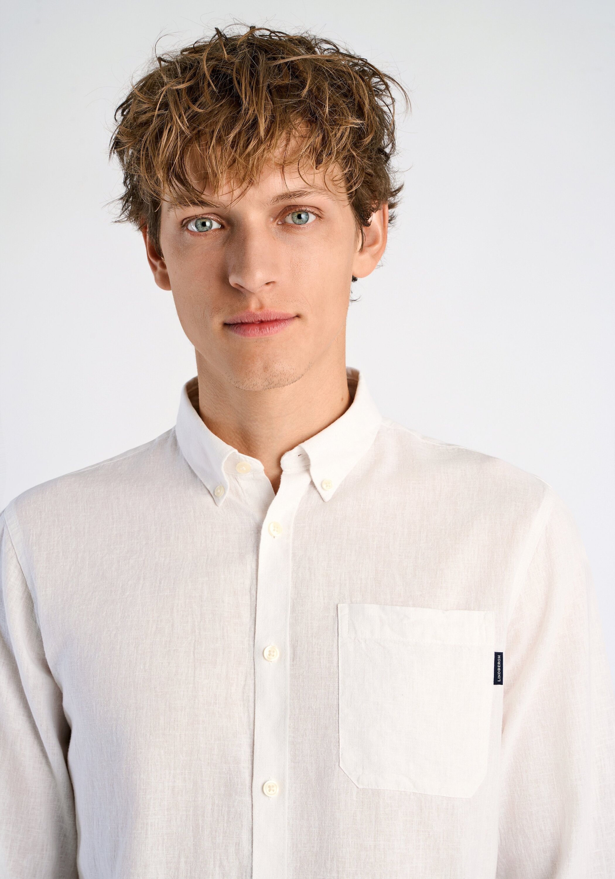 Leinenhemd LINDBERGH "Leinenhemd Relaxed Fit", Herren, Gr. XL, Normalgrößen, weiß, Obermaterial: 55% Leinen, 45% Baumwolle, Hemden