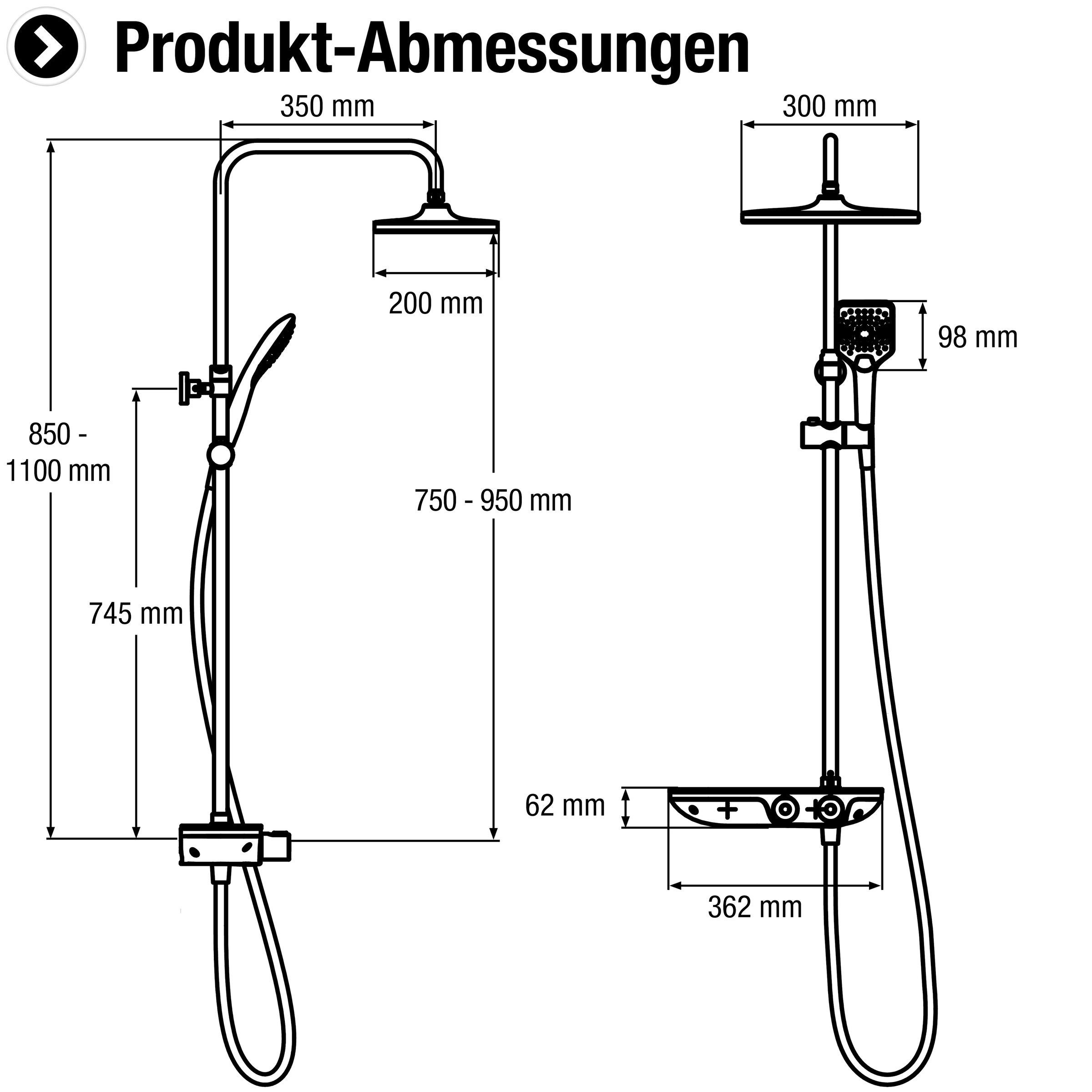 CORNAT Duschsystem »GREAT«, mit Glasablage