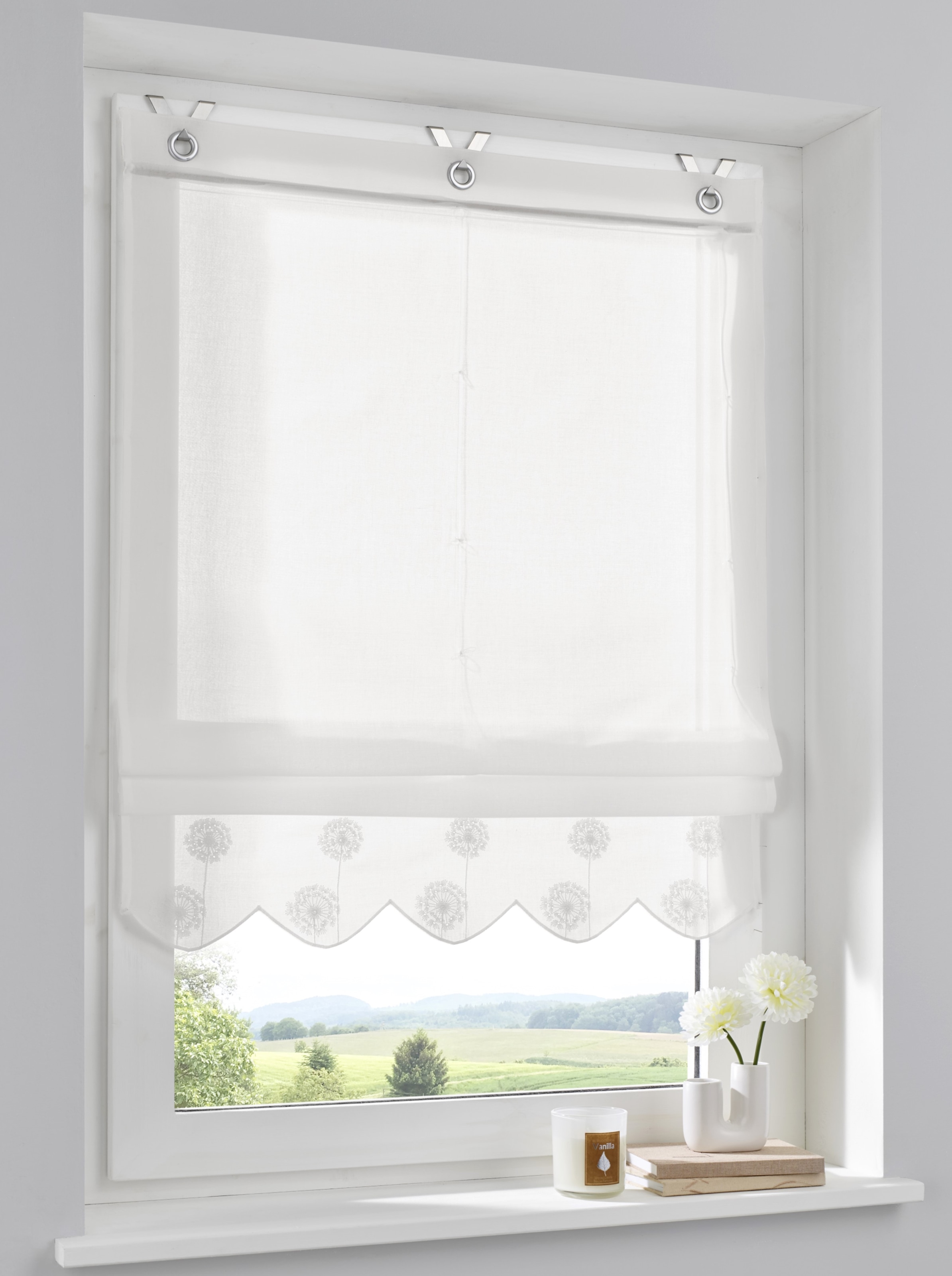 Kutti Raffrollo "Elly" mit Hakenaufhängung ohne Bohren freihängend Baumwoll günstig online kaufen