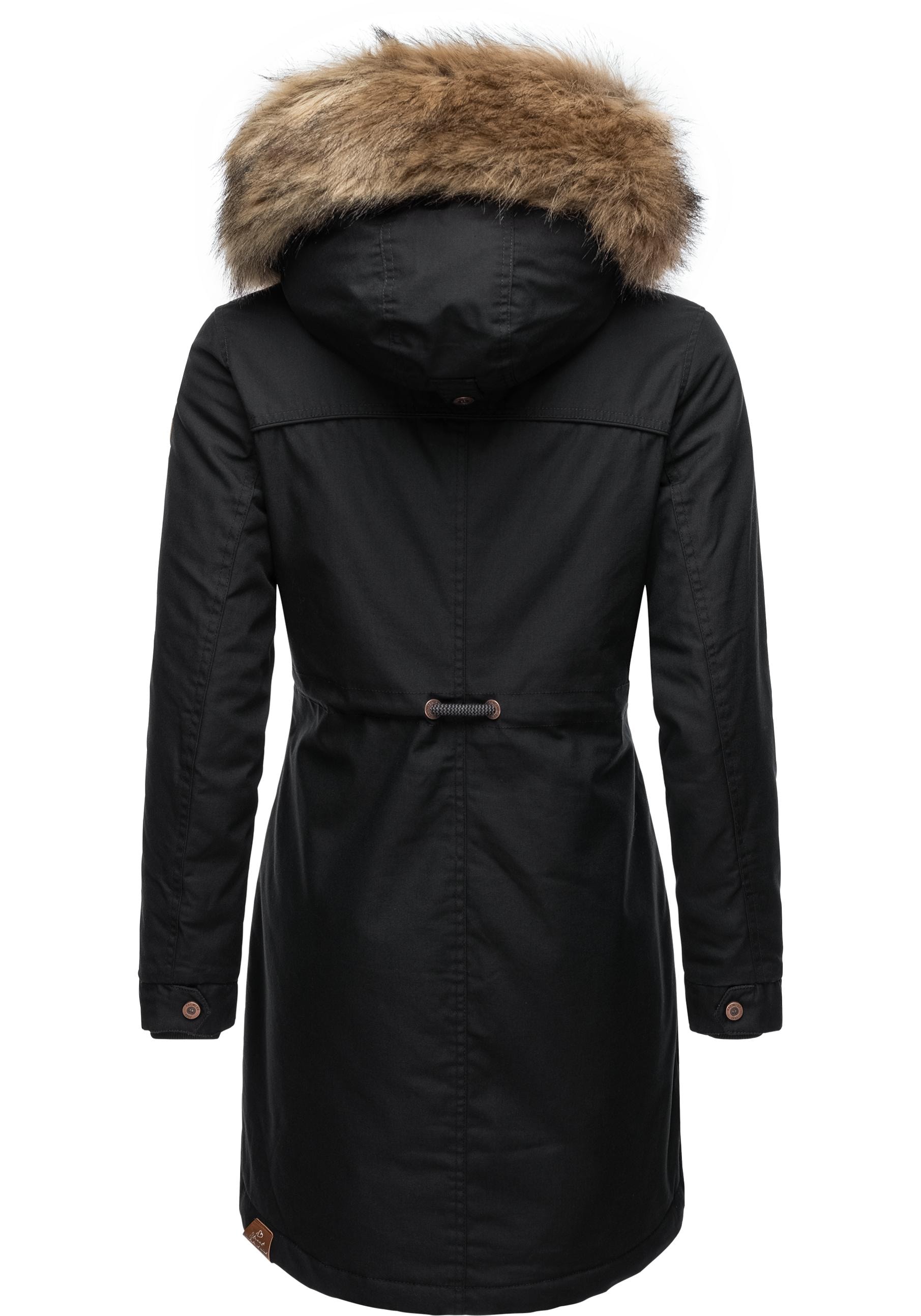 Ragwear Winterjacke »Tawny«, mit Kapuze, stylischer Winterparka mit großer Kapuze und Kunstfellkragen