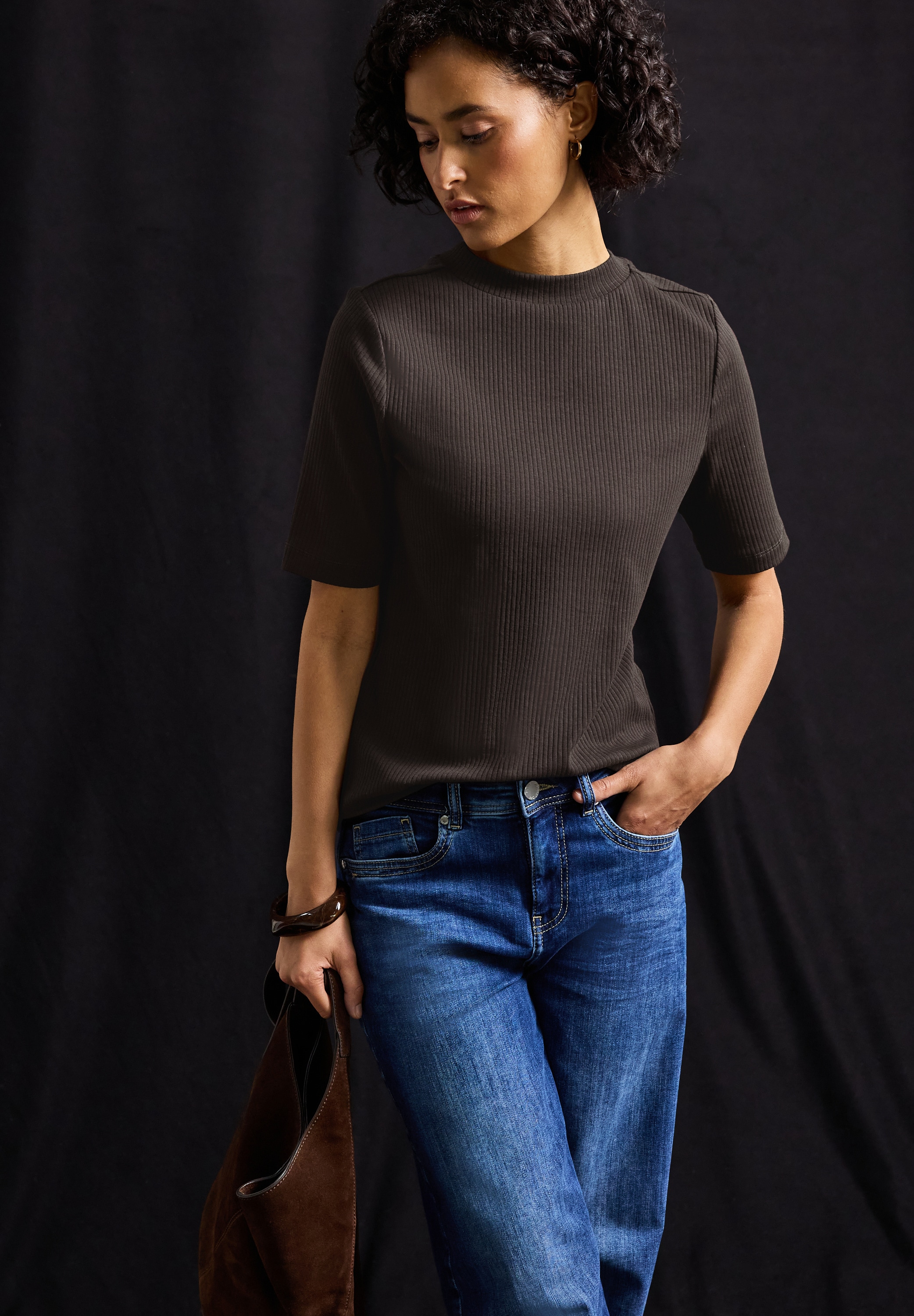 STREET ONE T-Shirt, mit Rippstruktur, Sommershirt