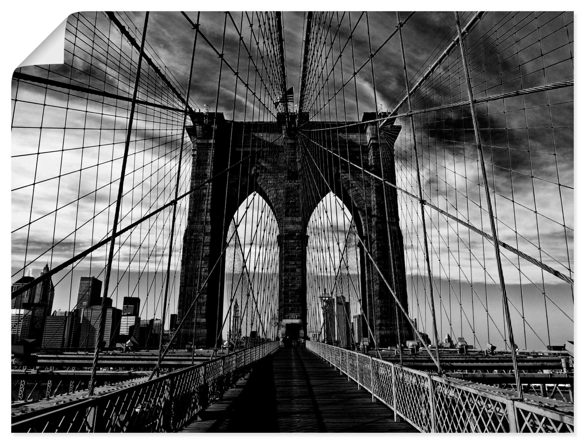Wandbild »Brooklyn Bridge - schwarz/weiss«, Brücken, (1 St.), als Alubild,...