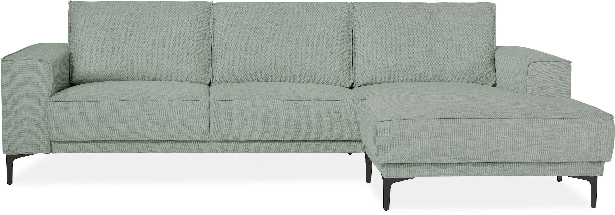 Places of Style Ecksofa »Polsterecke Oland, Struktur, Flachgewebe, Luxus-Microfaser, Boucle«, L-Form, 280 cm, Wellenunterfederung, Skandi-Design, Metallfüße