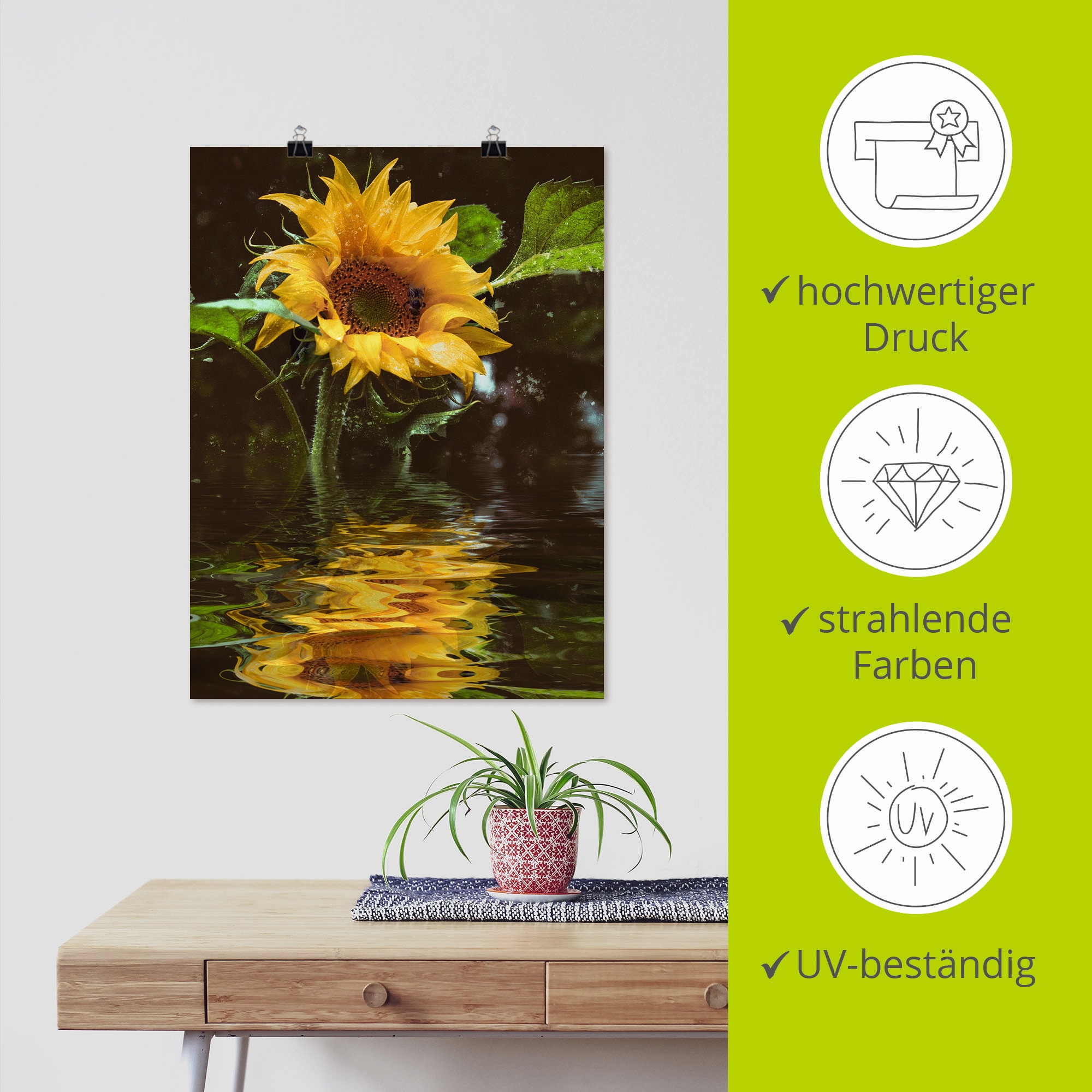 Artland Wandbild »Sonnenblume«, Blumen, (1 St.), als Alubild, Outdoorbild, Leinwandbild, Poster, Wandaufkleber