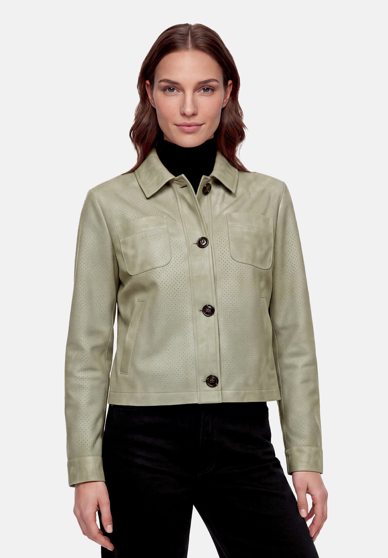 Amber & June Lederjacke »Damen mit Kragen«