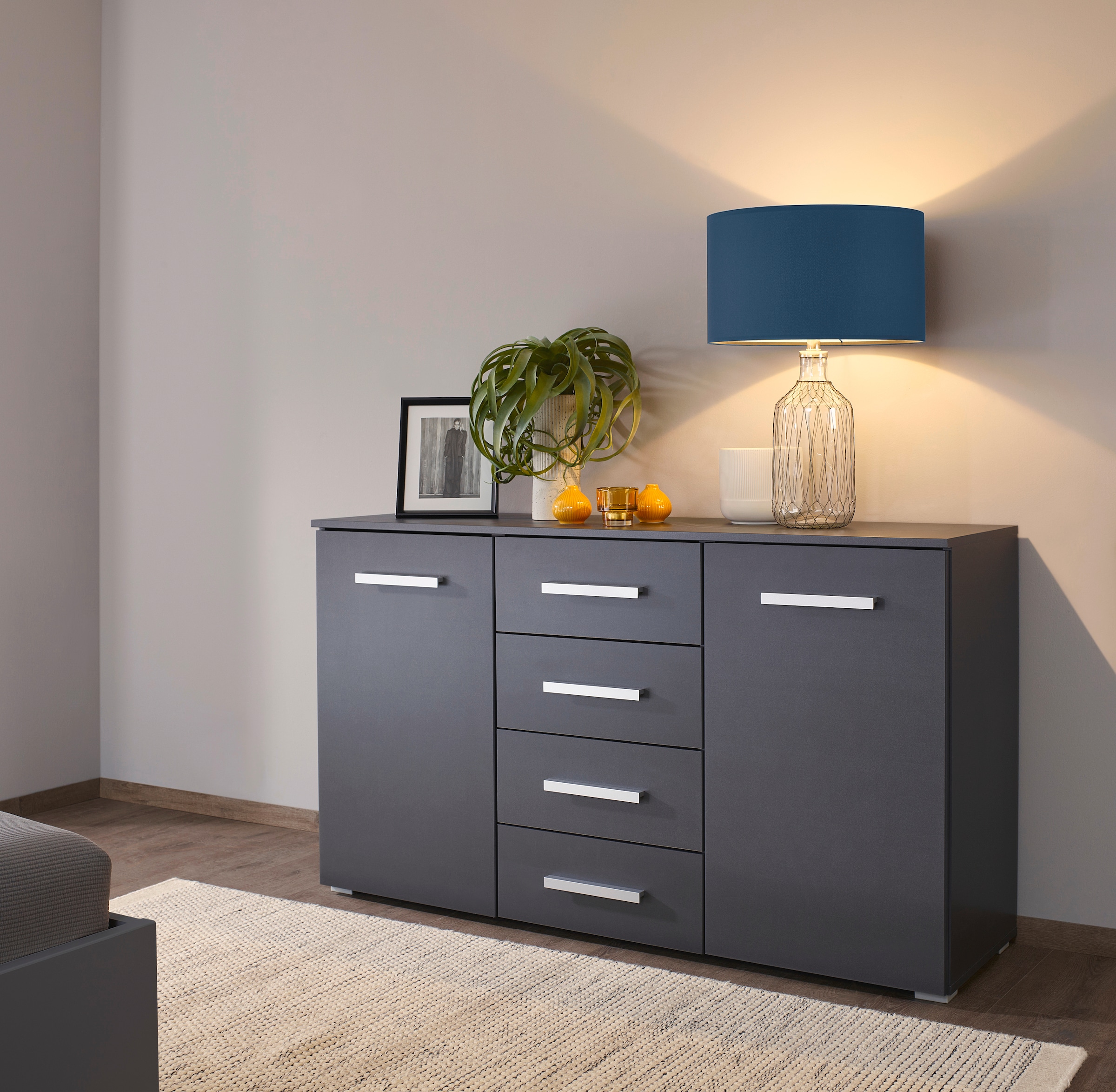 rauch Schubkastenkommode »Sideboard Kommode Kombikommode KOLUNA mit Dekorfront«, mit 4 Schubkästen und 2 Türen sowie Metallgriffen MADE IN GERMANY