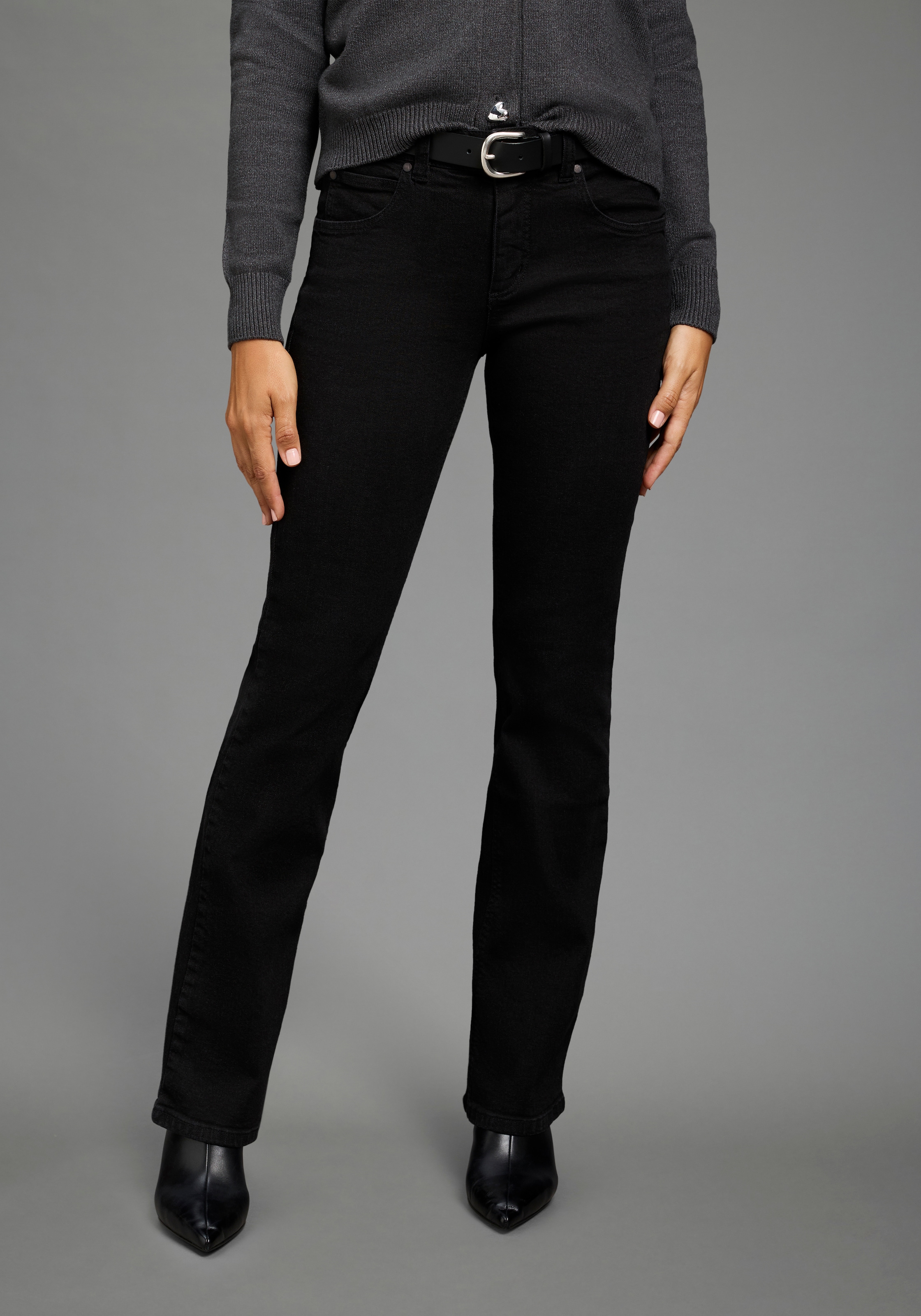 Arizona Bootcut-Jeans "Bund mit seitlichem Gummizugeinsatz" hohe Leibhöhe, Bootcut, mit Stretch, klassischer 5-Pocket-Style