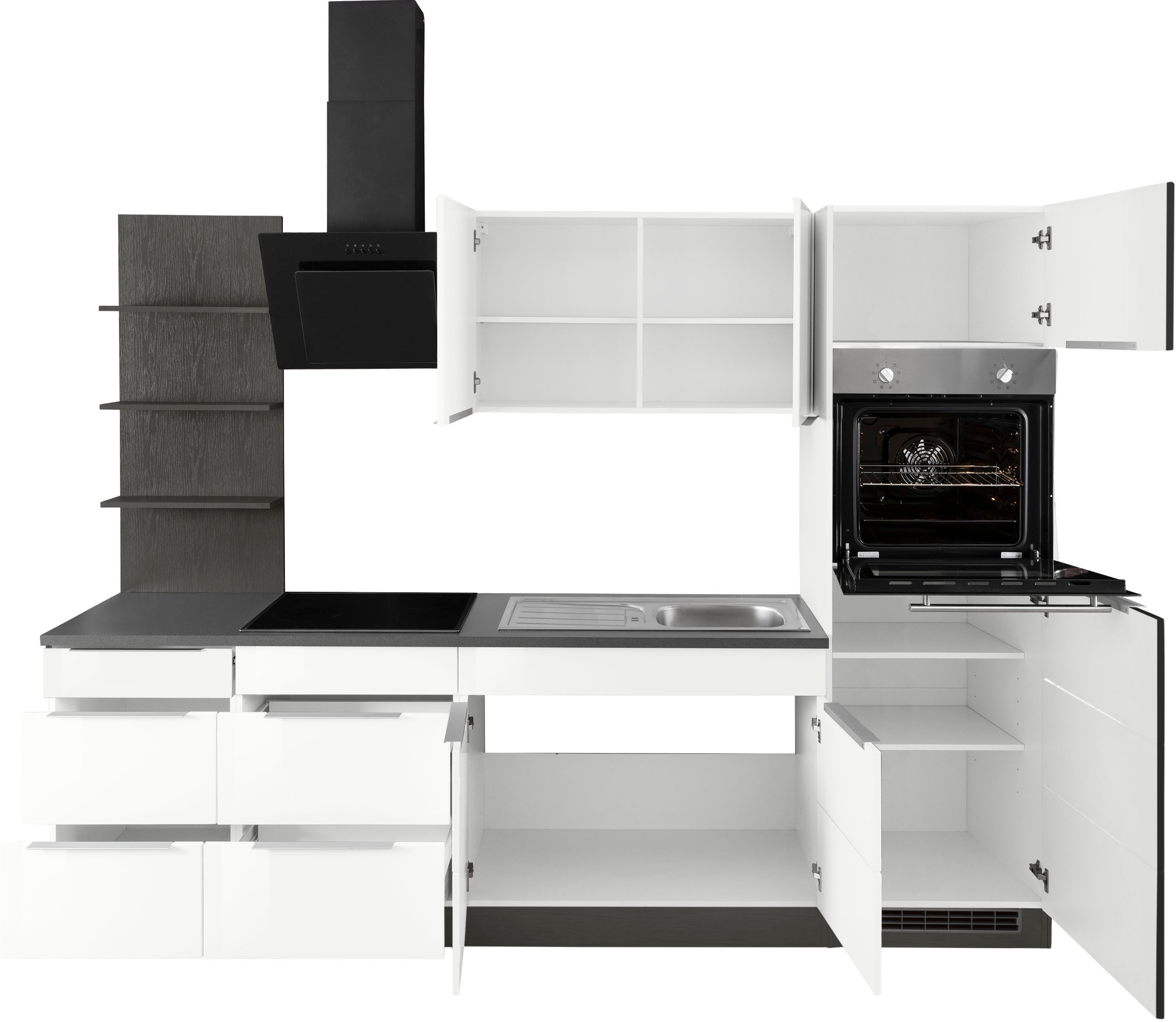 Thumbnail - KOCHSTATION Küchenzeile "KS-Brindisi Breite 270 cm", wahlweise mit E-Geräten und Induktion, mit MDF-Fronten und Regal