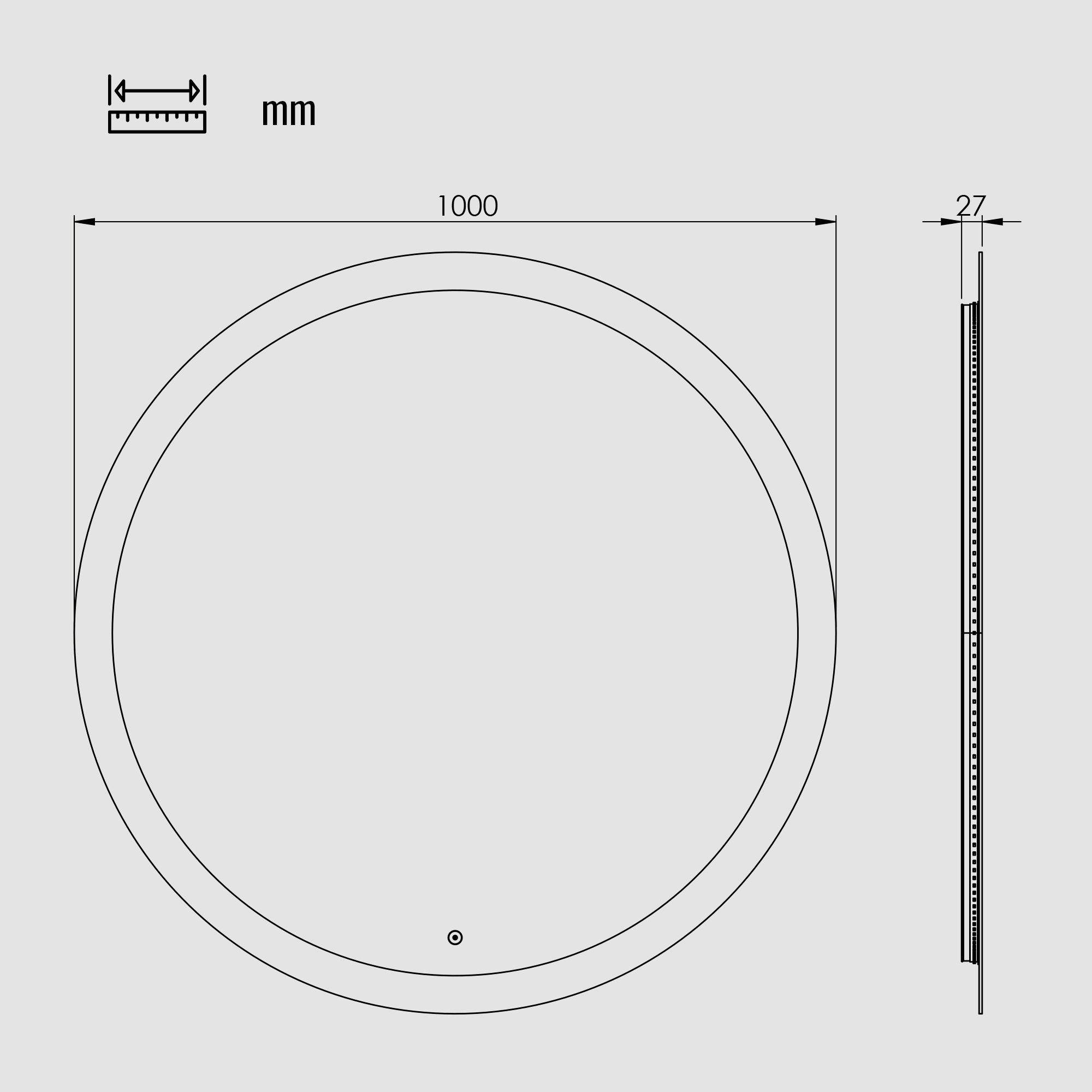 Badspiegel »Vega Rund, Badzimmerspiegel mit LED Beleuchtung, Lichtspiegel«, (1 St.), Touchpanel für Lichtsteuerung, Dimmbar Spiegel, Dänisches Design