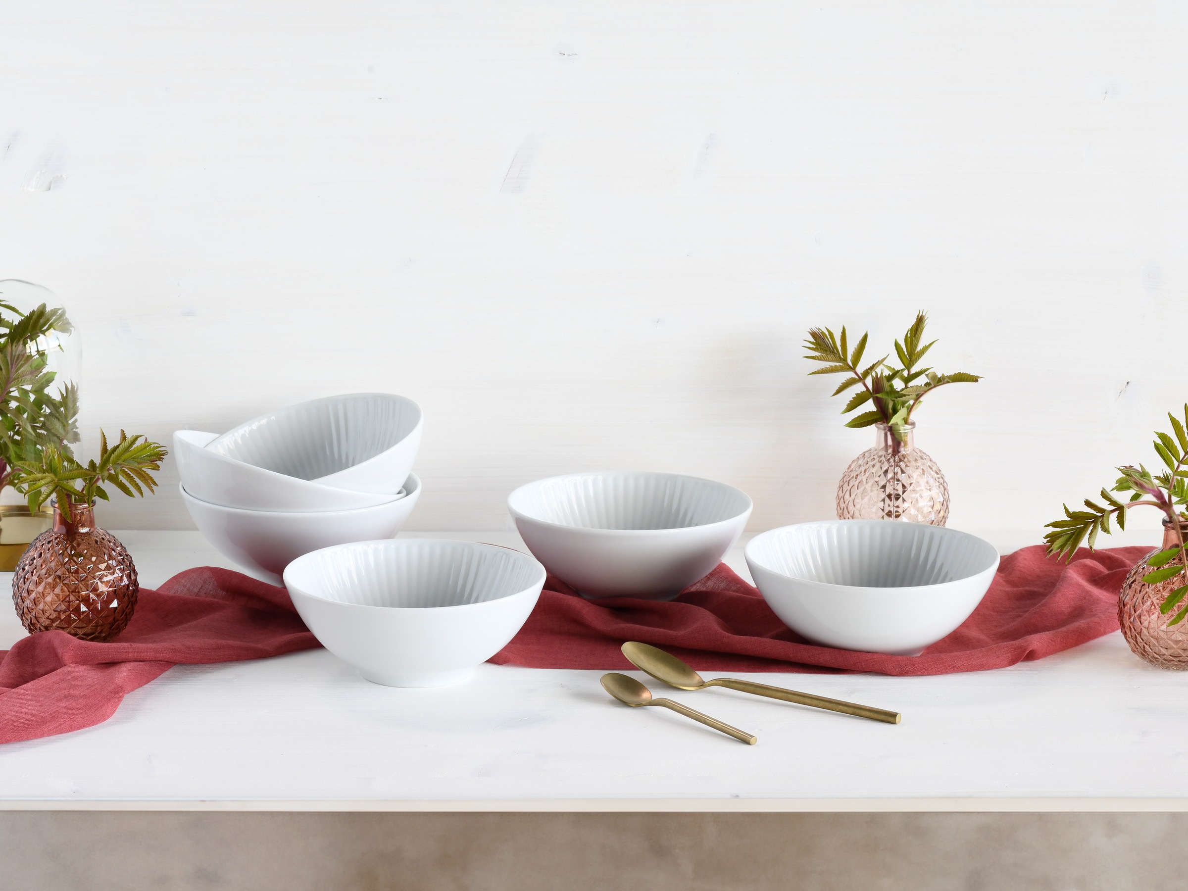 CreaTable Müslischale »Valencia, Mehrzweckschale 6-tlg«, 6 tlg., aus Porzellan, Elegant, Boho Chic