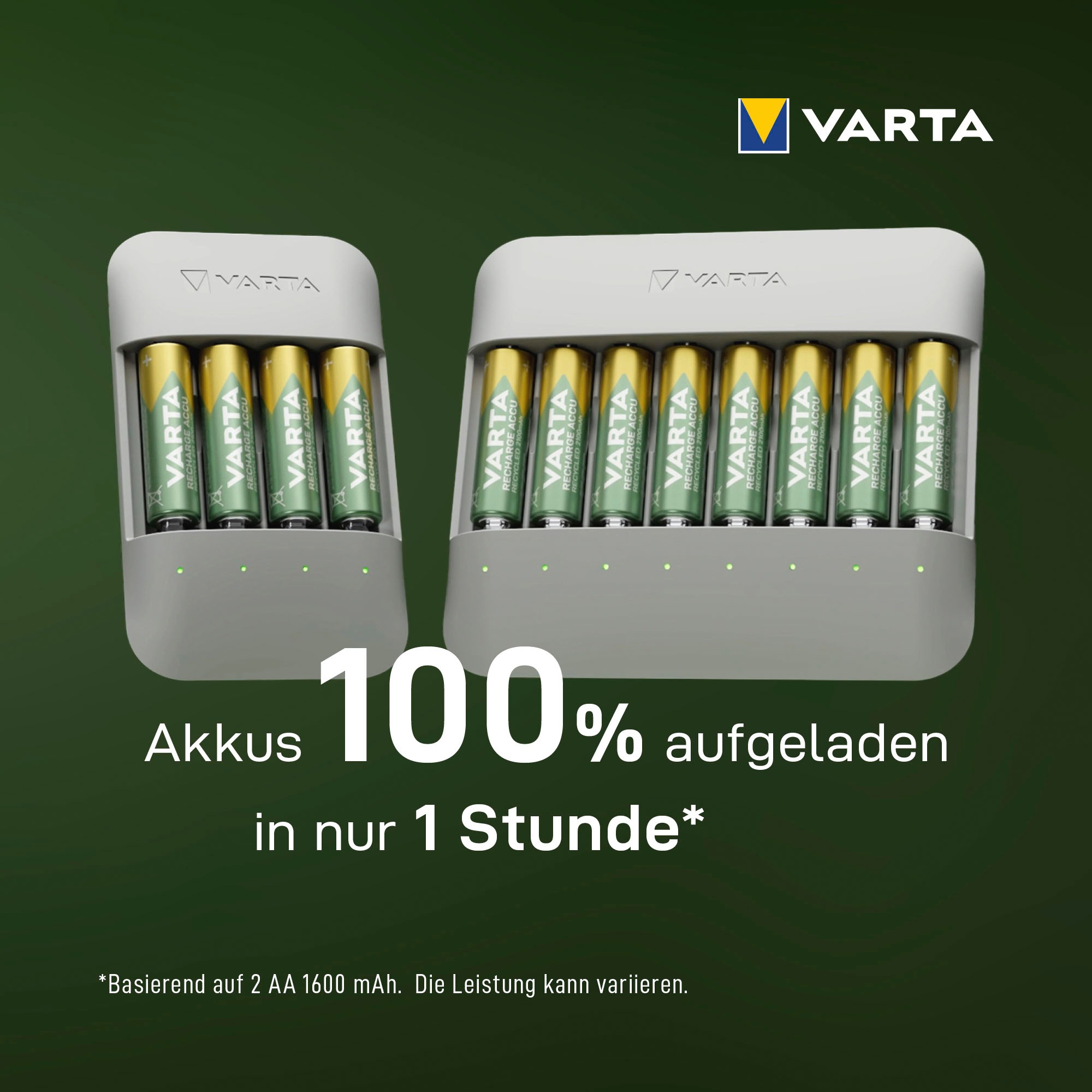 VARTA Batterie-Ladegerät »Eco Charger Multi Recycled + 8x AA 2100 mAh«, 2000 mA, (Packung)