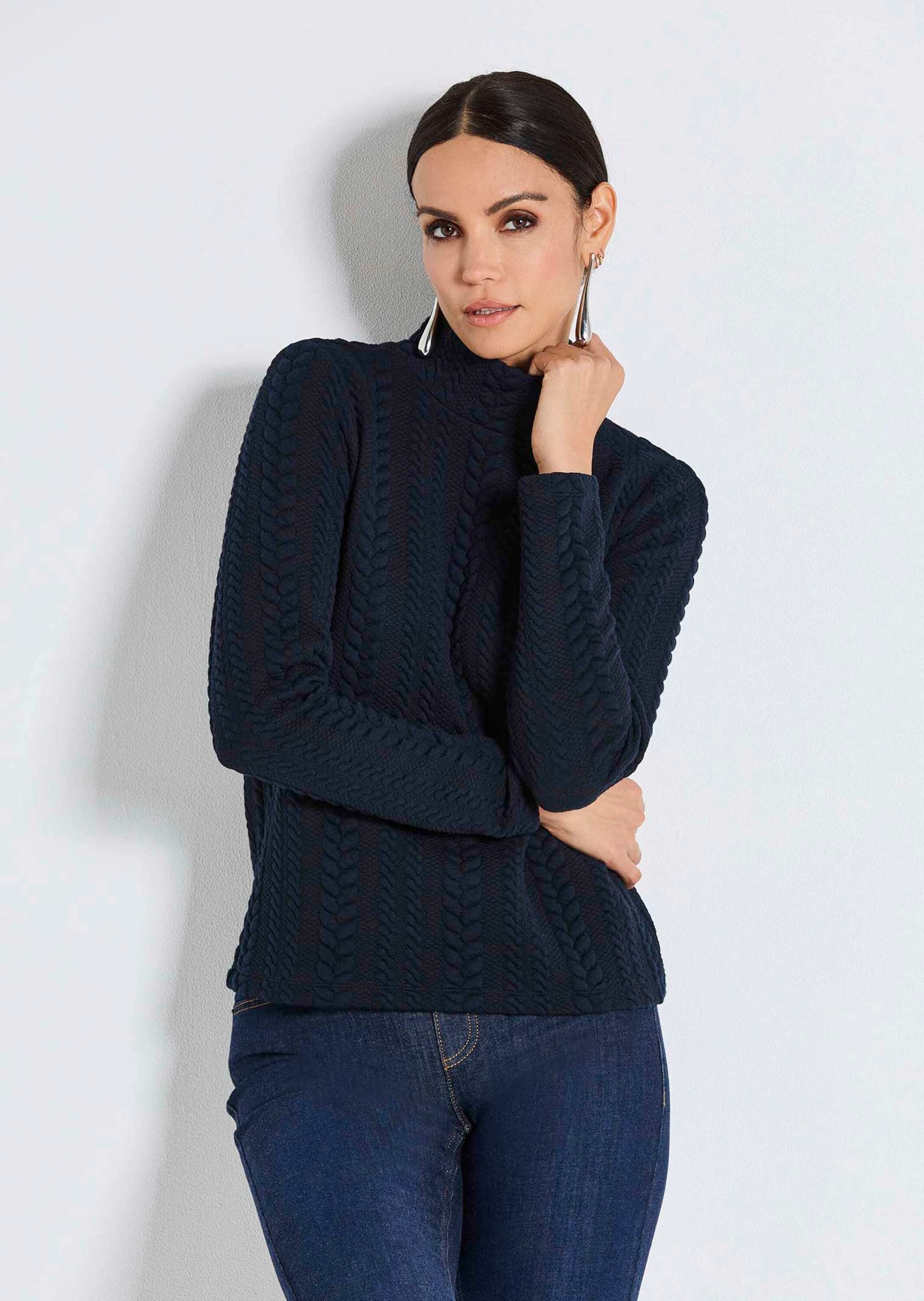 Thumbnail - MADELEINE Langarmshirt "Sweatshirt Sweatshirt mit Zopfstruktur" Zopfstruktur