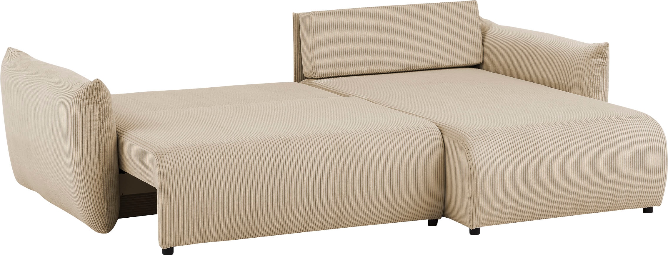 INOSIGN Ecksofa »MAVAS Schlafsofa mit Bettkasten, L-Form,«, ca.257/127cm (Liegefläche 212/145 cm), Cord, Chenille, Struktur
