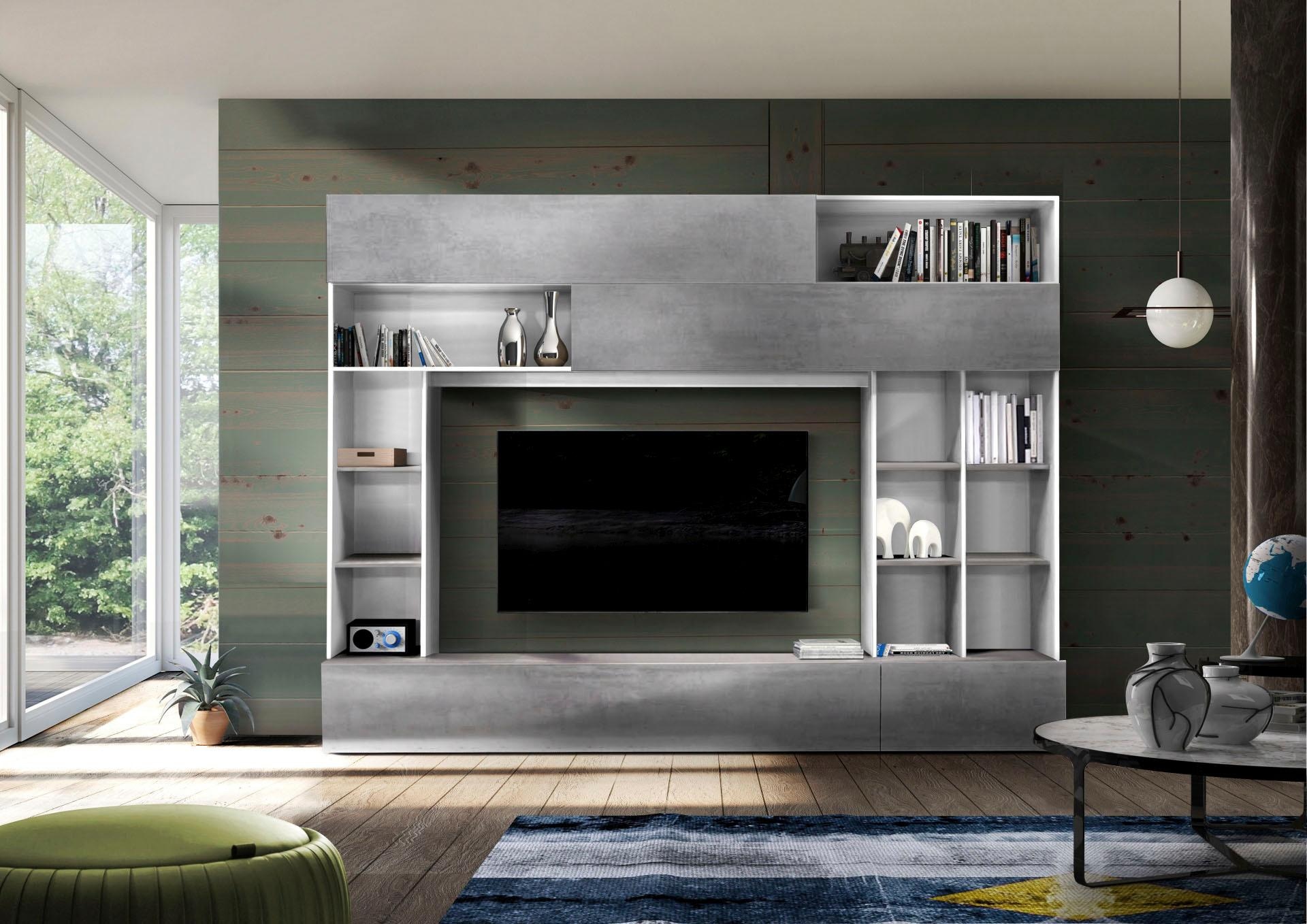 Wohnwand HOME AFFAIRE, B:277cm H:209cm T:40cm, weiß, Wohnzimmer, Kastenmöbel-Sets, "Praktiko"