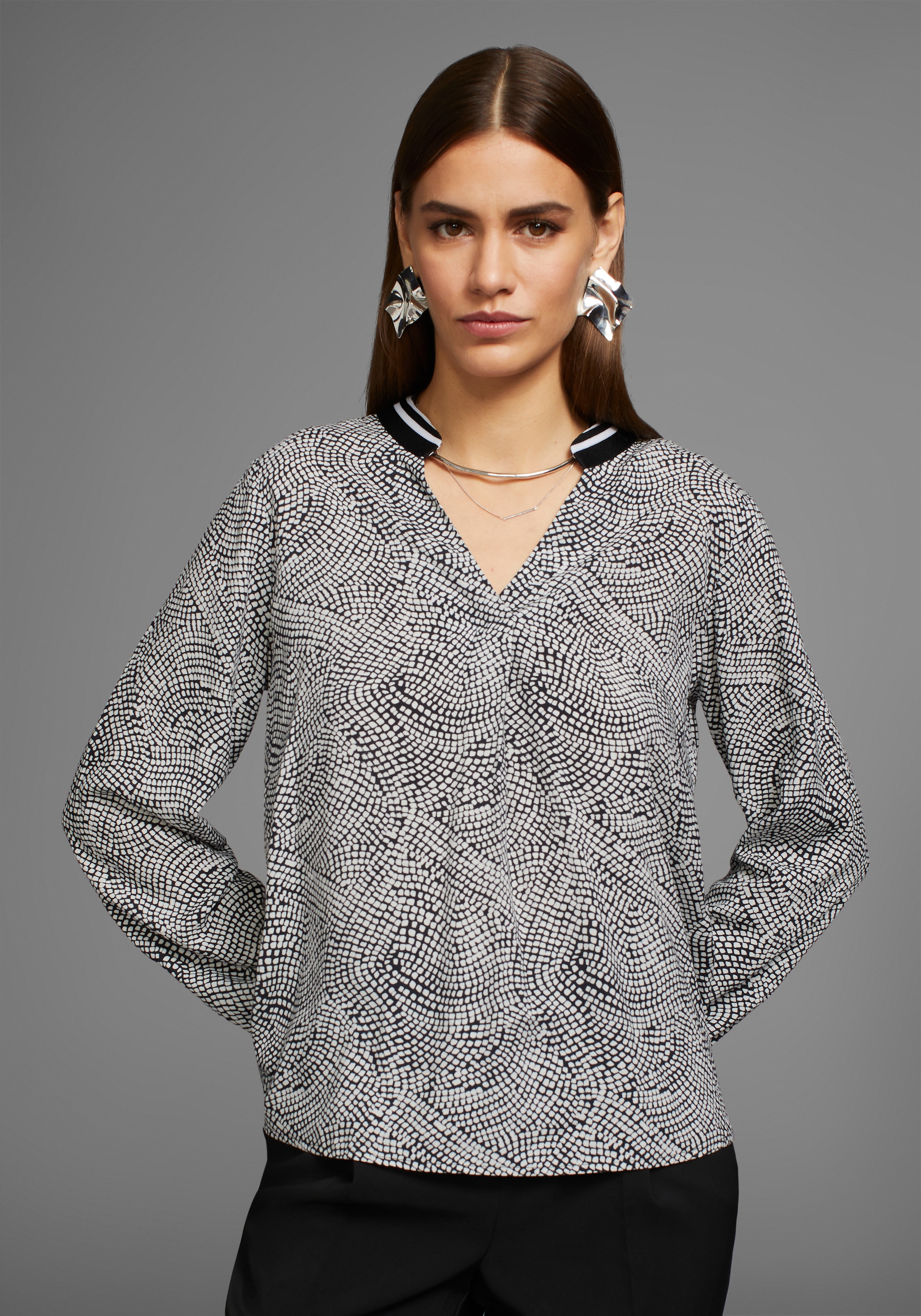 HECHTER PARIS Druckbluse, mit Kontrastkragen günstig online kaufen