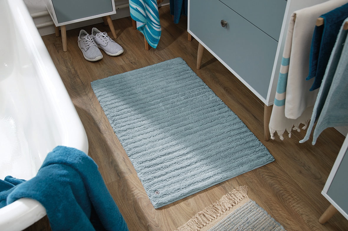 TOM TAILOR HOME Badematte »Cotton Stripes«, rutschhemmend beschichtet, fußbodenheizungsgeeignet-strapazierfähig, Uni Farben, gestreift, reine Baumwolle, Hoch-Tief Effekt