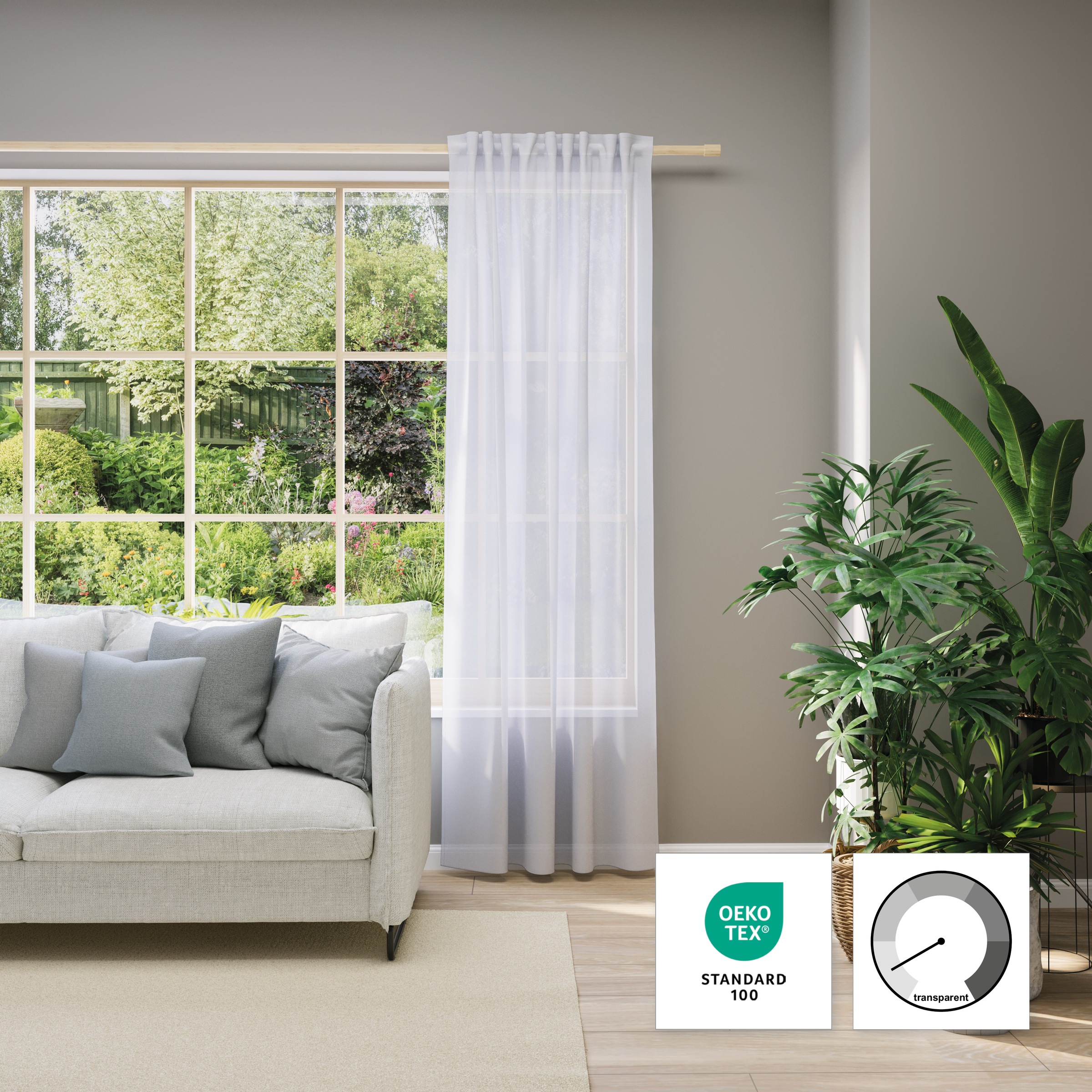 Neutex for you Vorhang nach Maß "2" Multifunktionsband 1 Stk. tlg. Uni-Voile mit elegantem Glanz