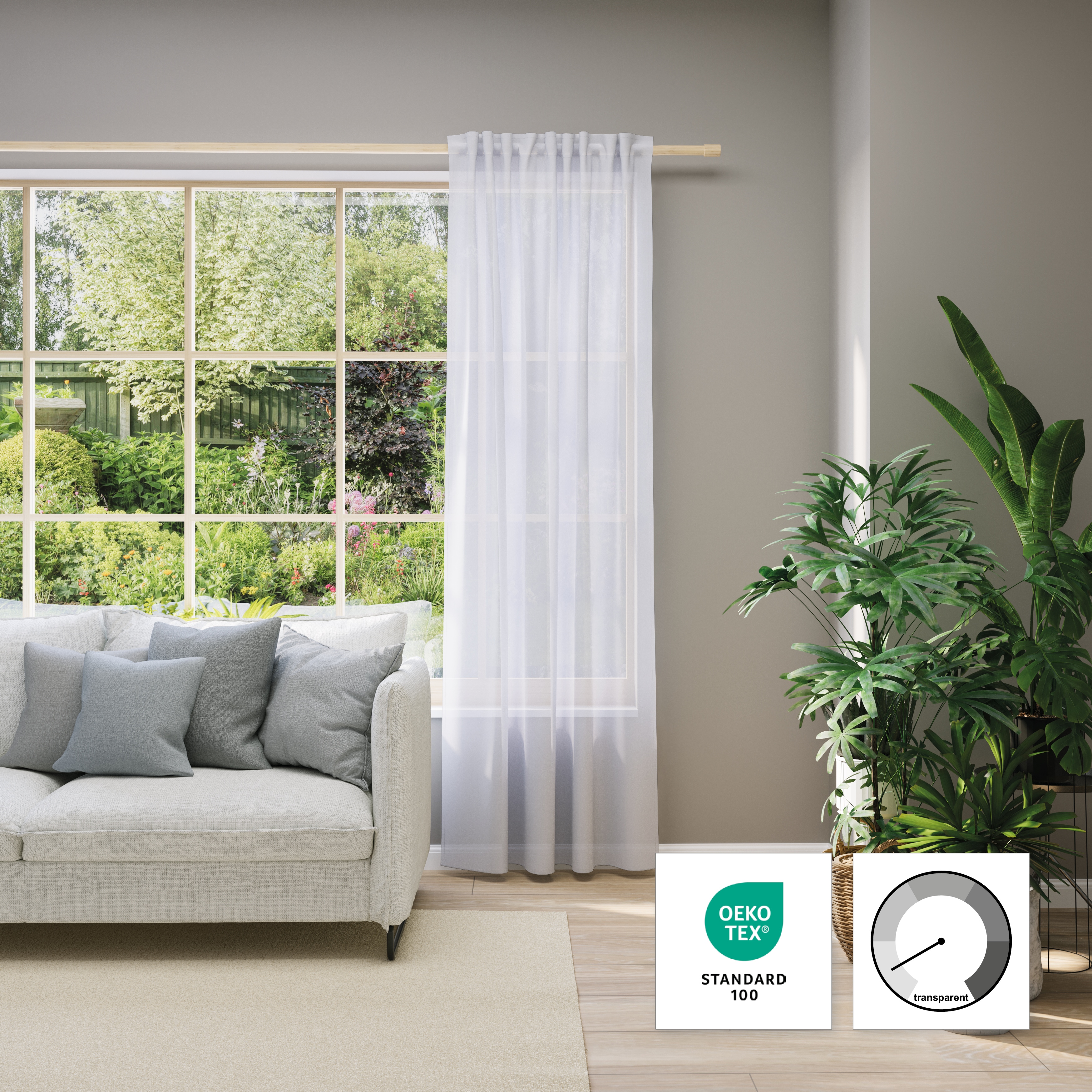Neutex for you Vorhang nach Maß "EVA" Multifunktionsband 1 Stk. tlg. Uni-Voile mit elegantem Glanz