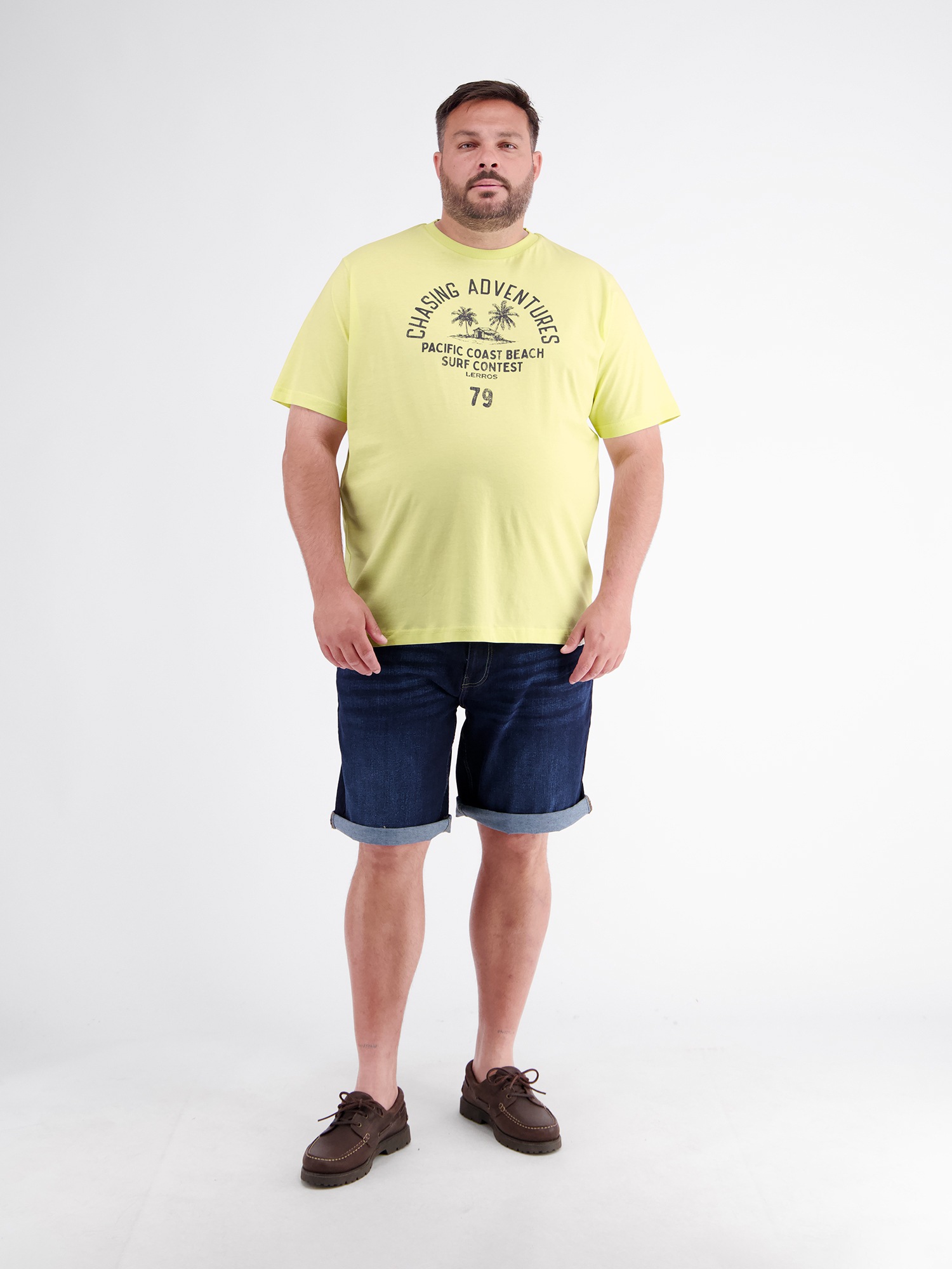 LERROS T-Shirt »Sommerliches T-Shirt aus Baumwolle mit O-Neck, große Größen«