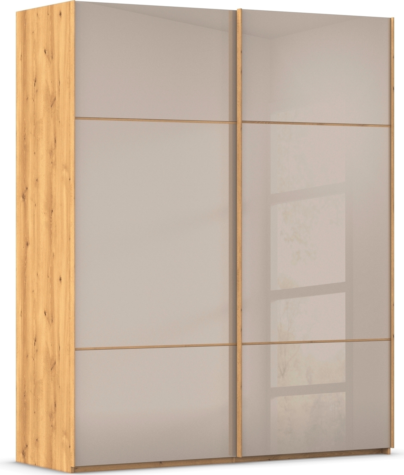 rauch "Kleiderschrank Schrank Garderobe Schlafzimmerschrank SCALE-TRIO" edle dreigeteilte Front mit 2 Zierleisten Glasfront MADE IN GERMANY