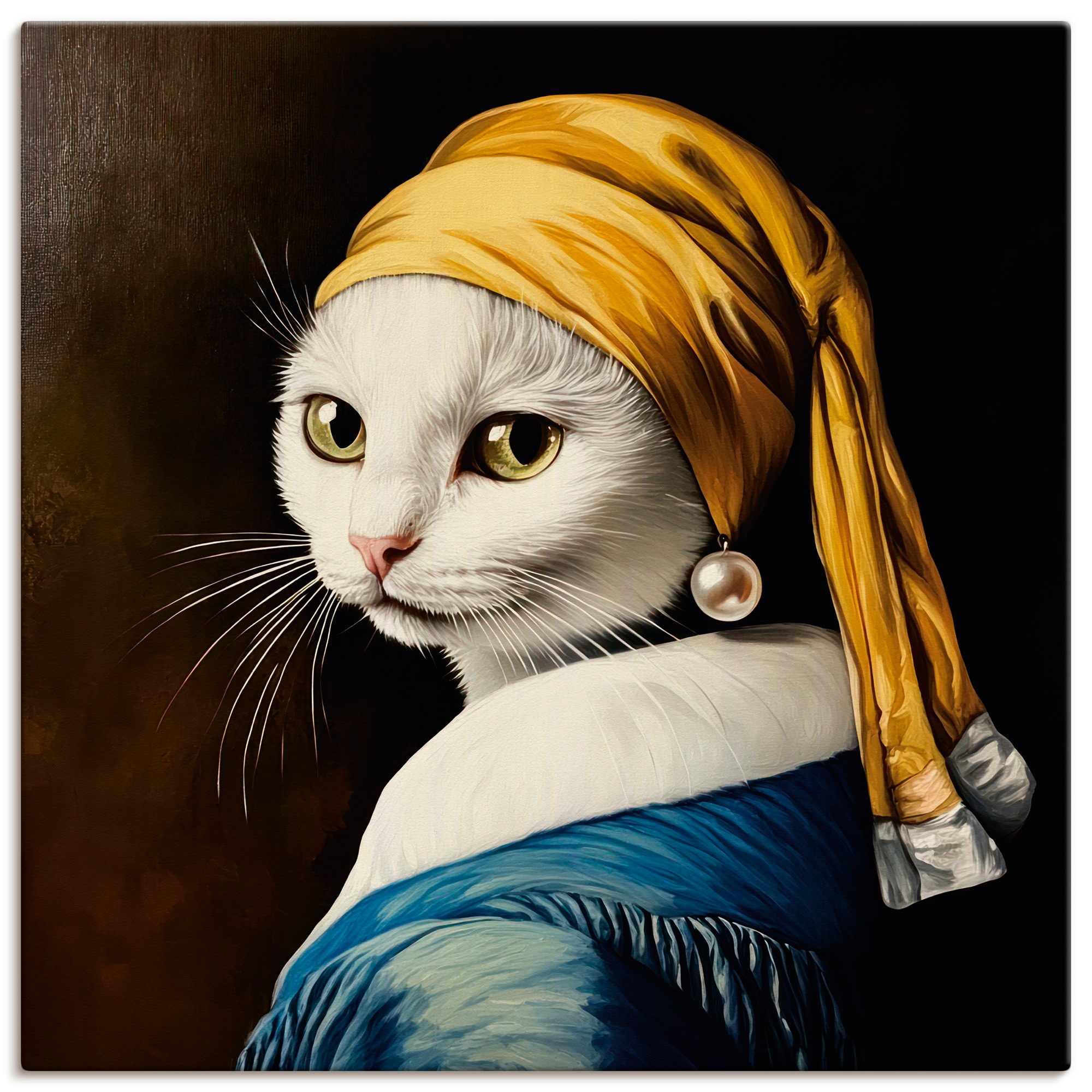 Wandbild ARTLAND "Die Katze mit dem Perlenohrring", farbe bild(er): schwarz, B:30cm H:30cm, Bilder, als Alubild, Leinwandbild, Poster, Wandaufkleber in verschied. Größen 4