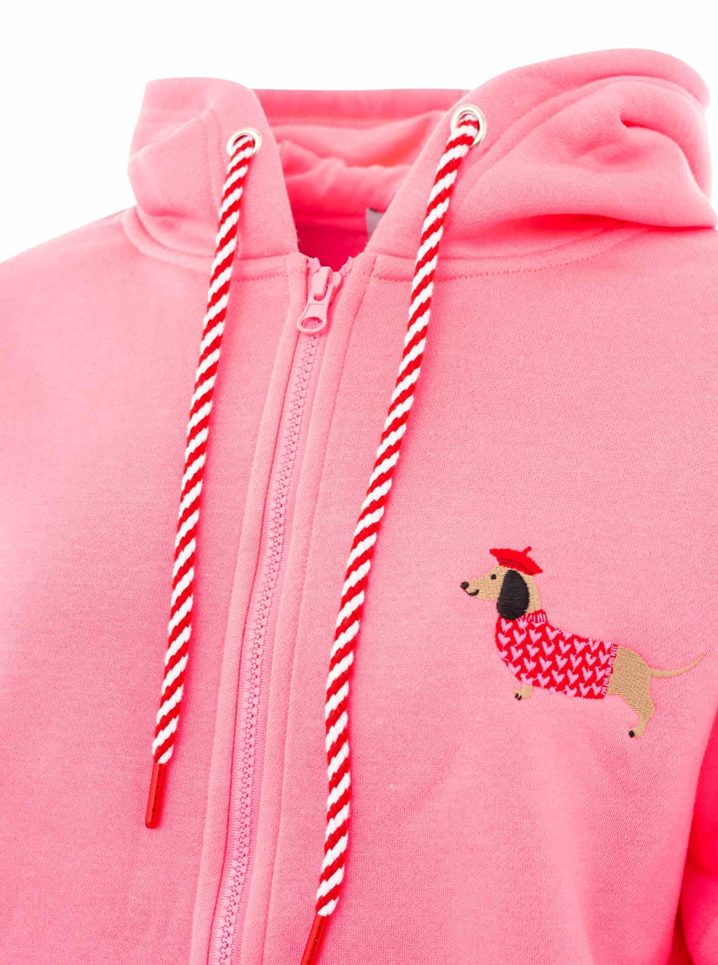 Zwillingsherz Sweatjacke »"Très Bien"« Mini Me, süßes Dackelmotiv, gestreifte Ärmelbündchen, Kapuze, Zipper