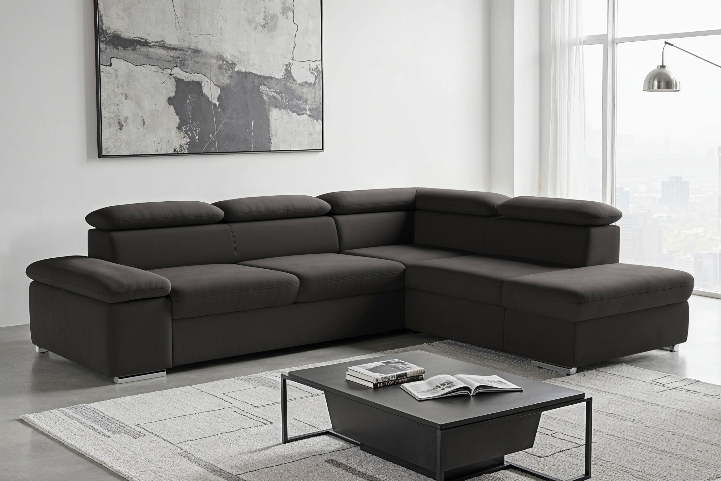 sit&more Ecksofa "Valantine L-Form, B: 272 cm, Armteilverstellung, Kopfteilverstellung" mit Schlaffunktion, Komfortsofa, modern