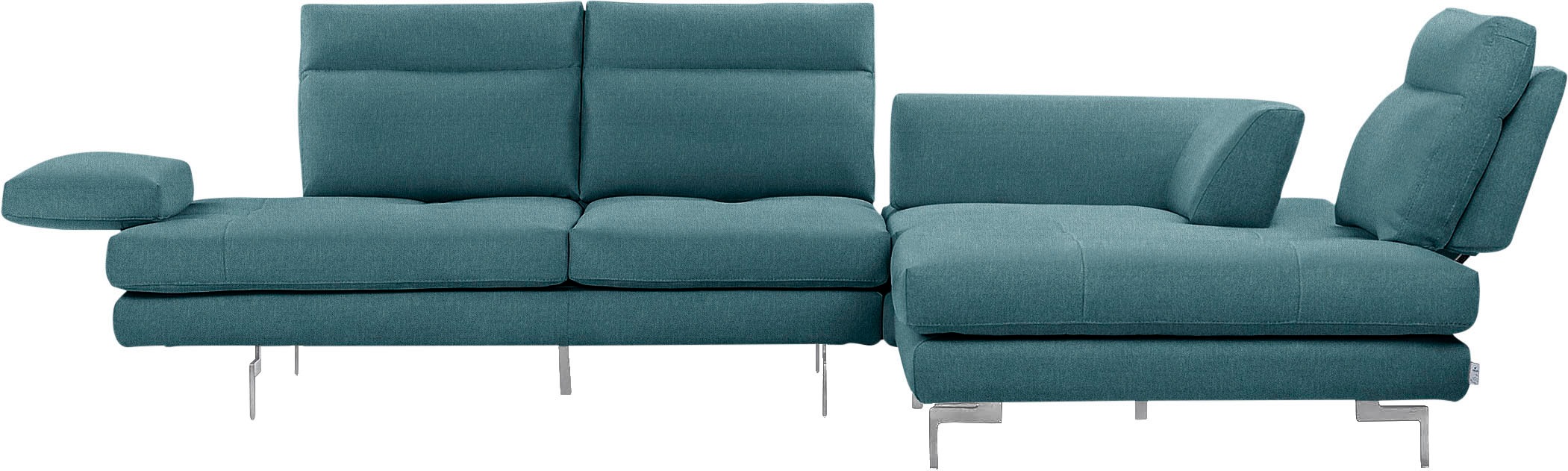 CALIA ITALIA Ecksofa »Toby Wing, L-Form, Designsofa mit sensationellem Sitzkomfort«, Sitztiefenverstell.,wahlw. mit Kissen-Set, Füße chrom glänzend