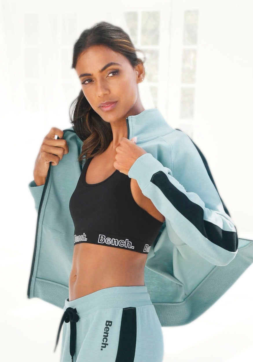Bench. Loungewear Sweatjacke mit Seitenstreifen und Stehkragen, Home- und Loungewear Serie