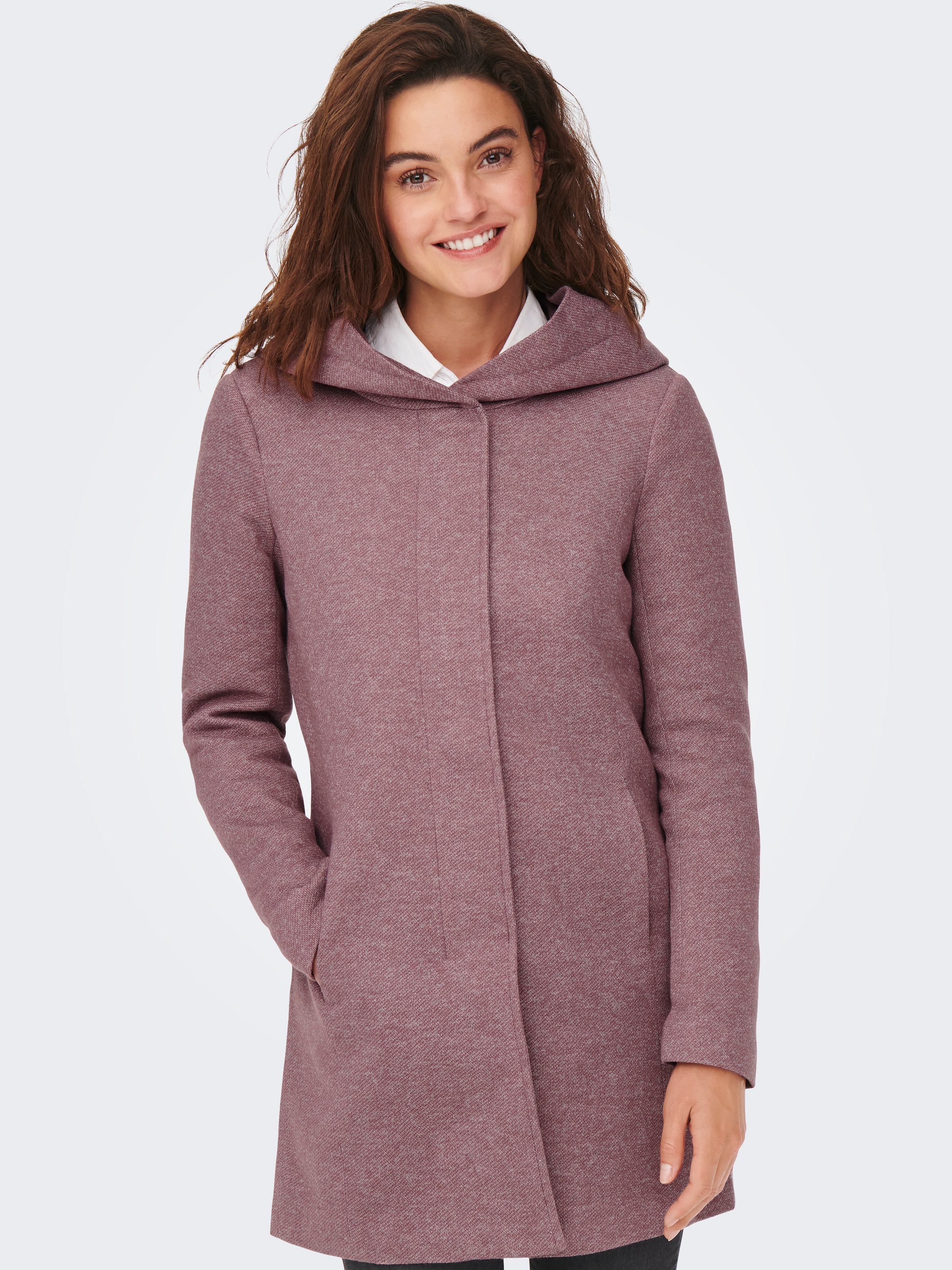 ONLY Langjacke "ONLSEDONA LIGHT COAT OTW NOOS" mit Kapuze in melierter Opti günstig online kaufen