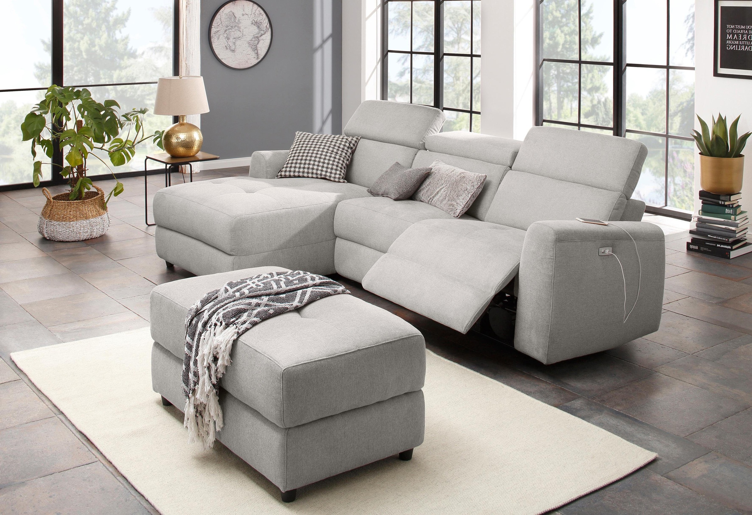 Home affaire Ecksofa »Sentrano, L-Form,«, 275 cm, man. o. elektr. Relaxfunktion und USB/Kopfverstellung