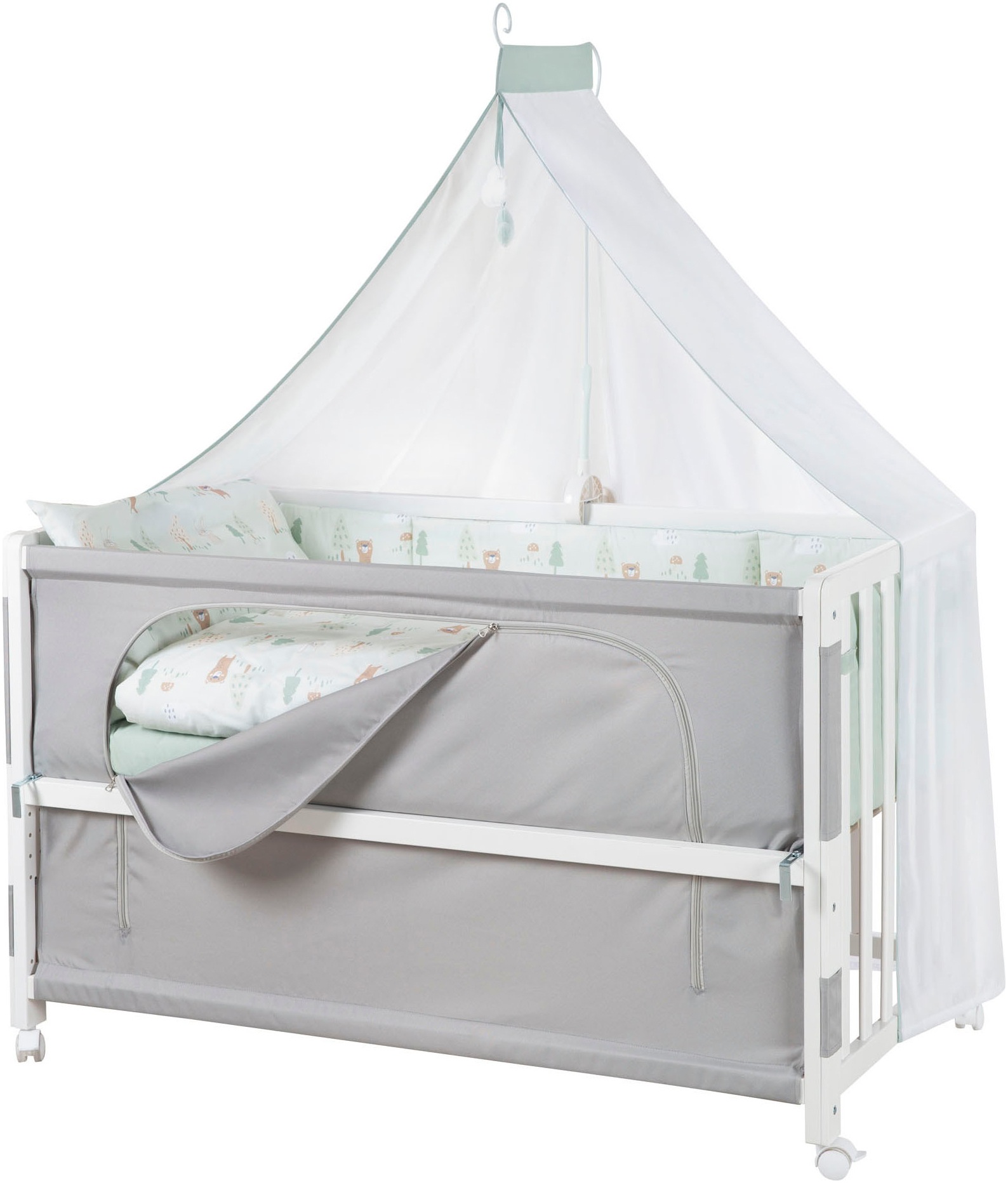 roba® Babybett »Room Bed - Woodland Buddies«, als Beistell-, Kinder- und Juniorbett verwendbar