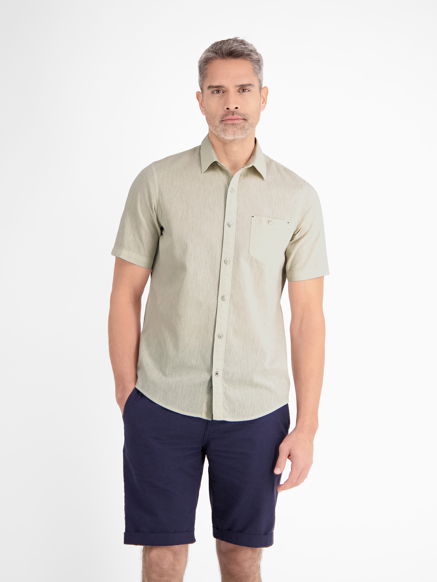 LERROS Kurzarmhemd "Halbarmhemd mit Leinenanteil, unifarben" günstig online kaufen