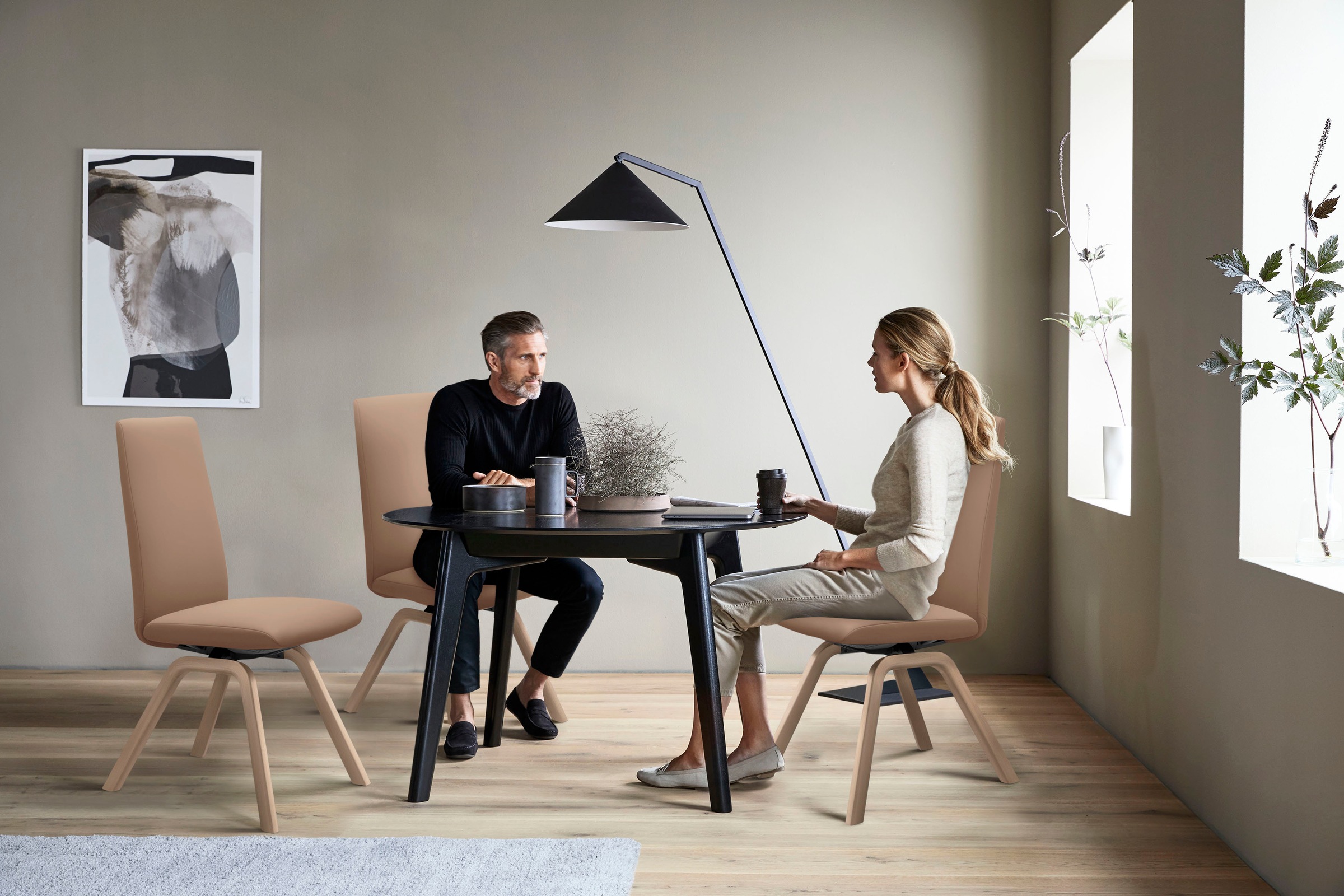 Stressless® Polsterstuhl »Laurel«, Leder PALOMA, High Back, Größe M, mit schräggestellten Beinen in Eiche natur
