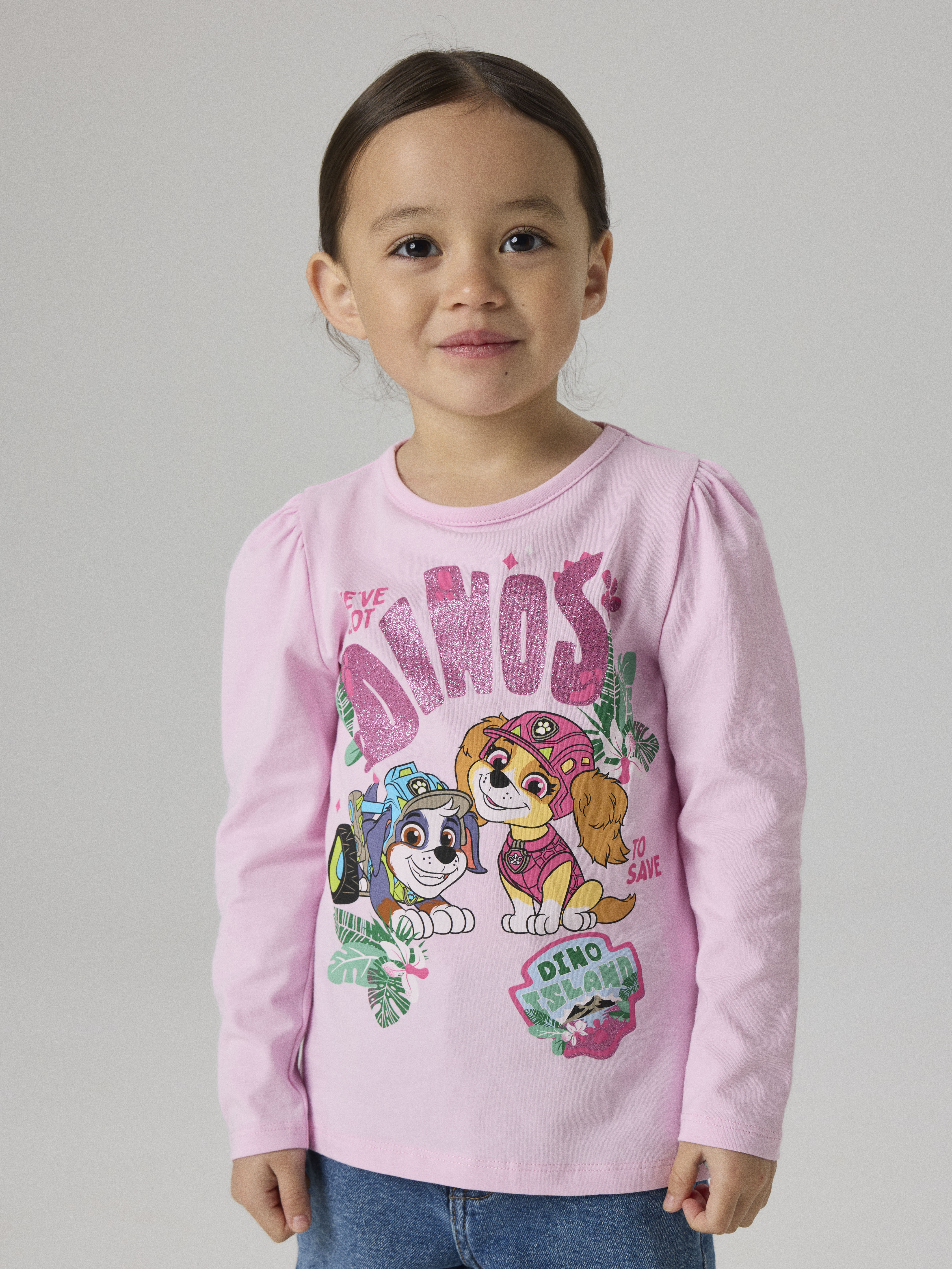 Name It T-Shirt "NMFJETTE PAW LS TOP BOX NOOS CPLGM" Baumwollmischung, regular fit