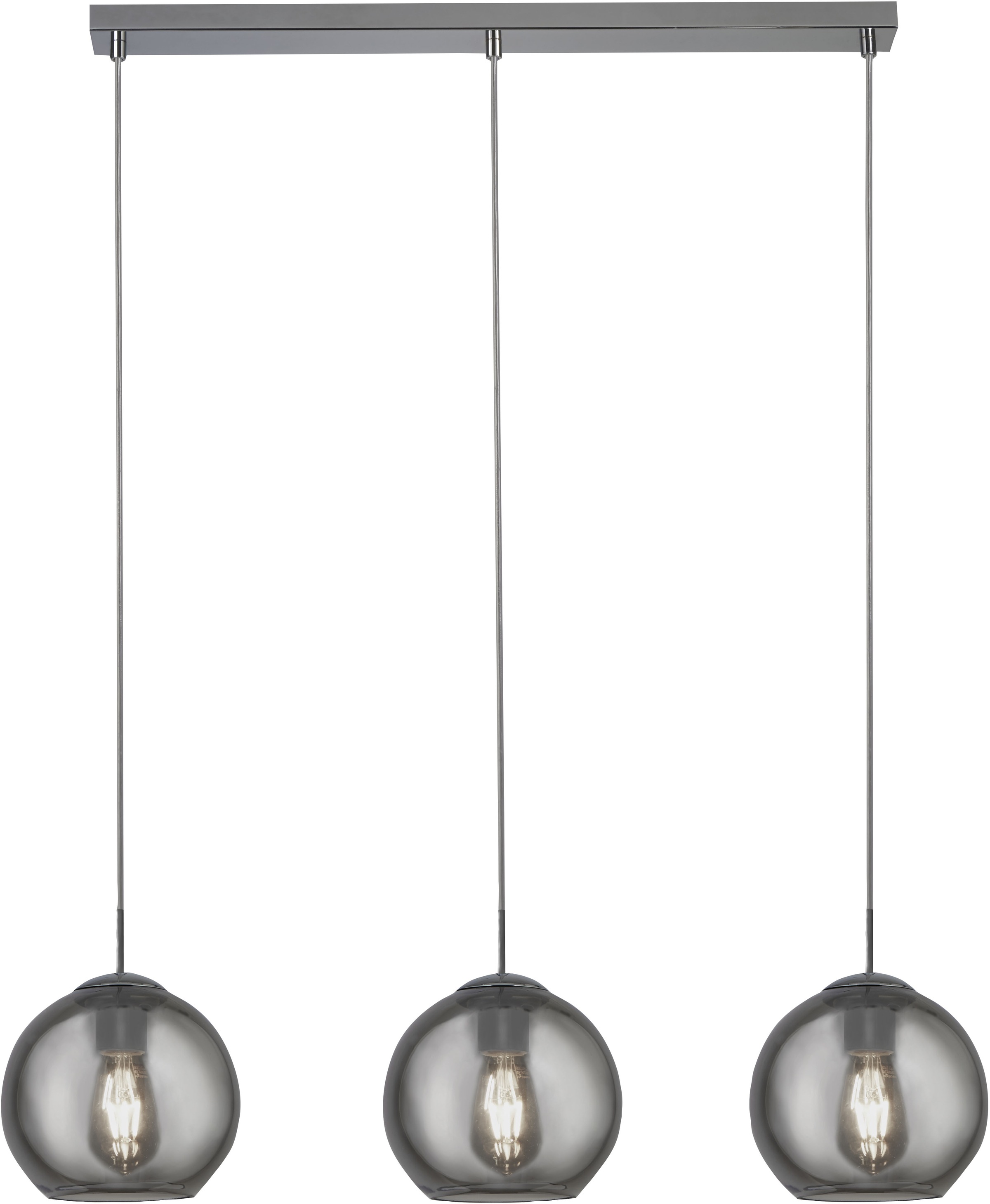 SEARCHLIGHT Hängeleuchte "Balls 3Lt Bar Pendant", 3, H: 20cm, 1 Stk.chrom und rauchglas, Wohnzimmer, Leuchten