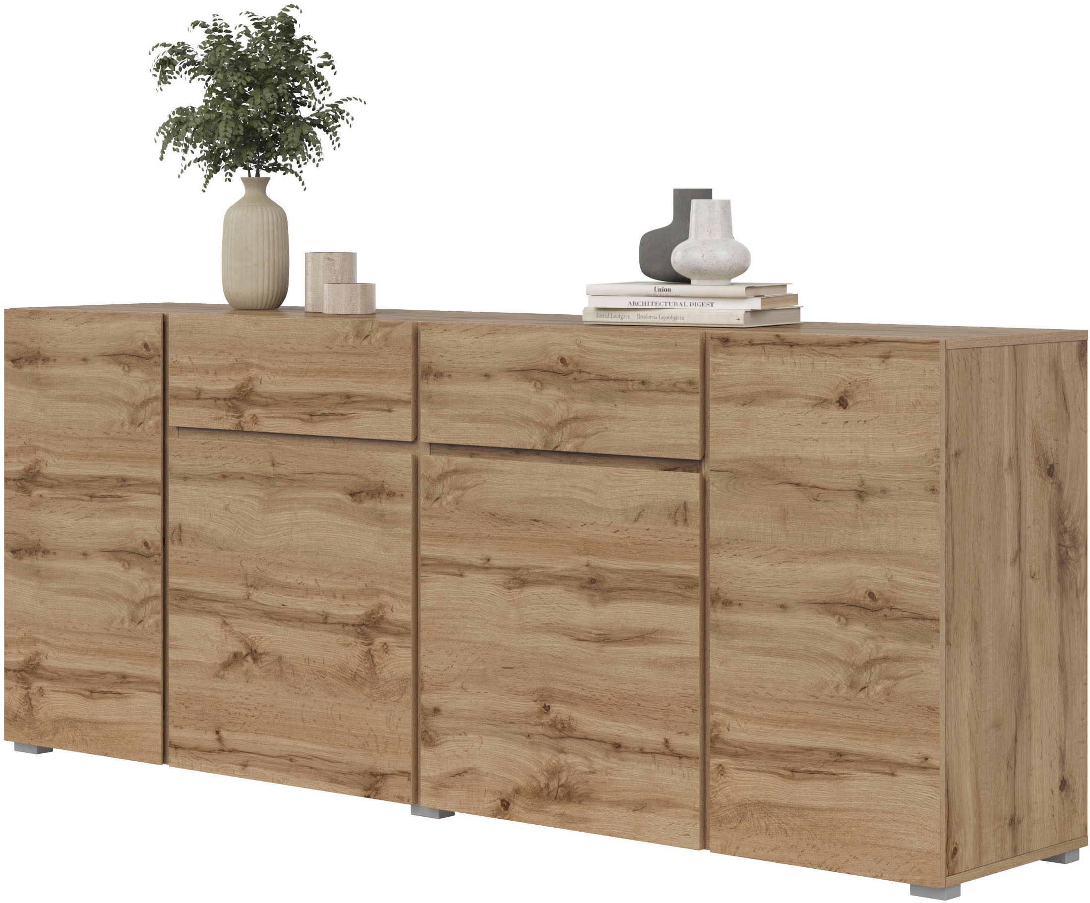 Thumbnail - OTTO home Sideboard "Metric,Breite 195 cm, grifflose Kommode 4 Türen/2 Schubkästen" Schubladenschrank mit viel Stauraum,...